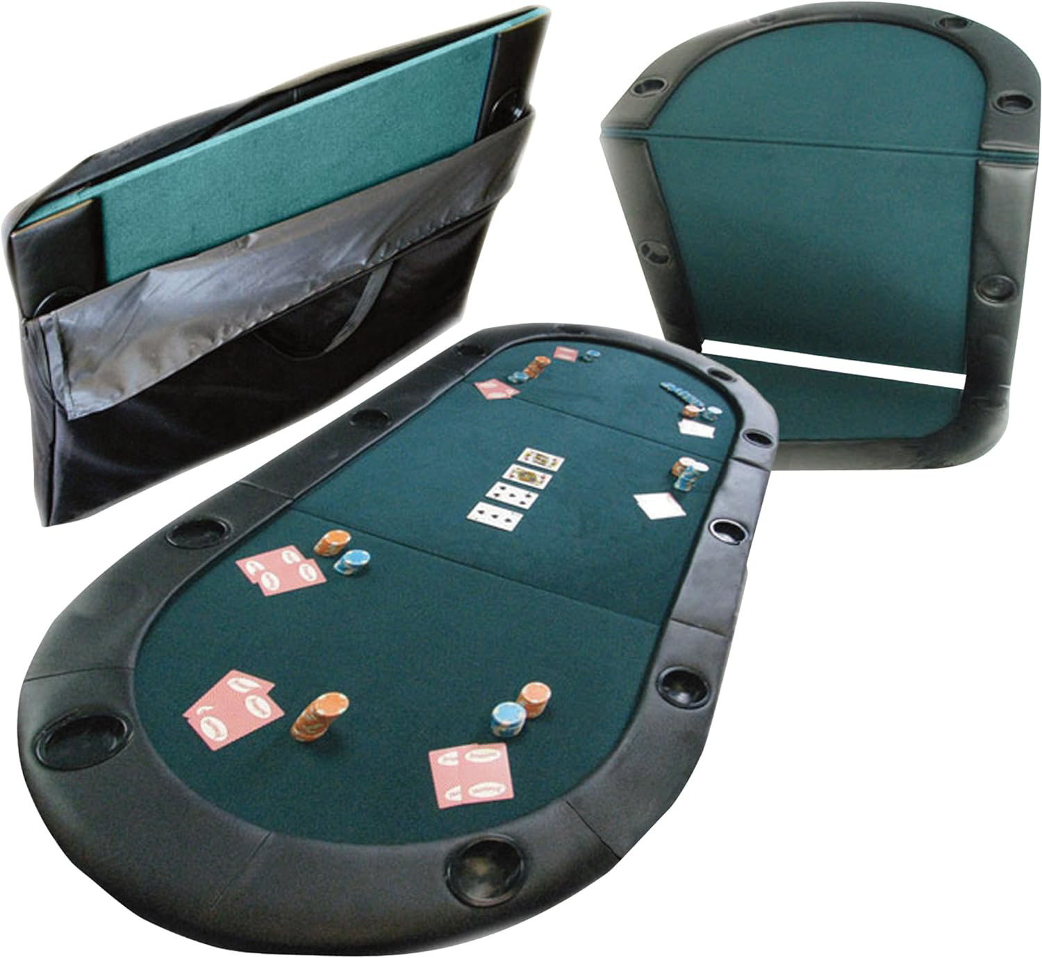 Trademark Texas Hold\'em Poker Padded Table Top with Cupholders,Green