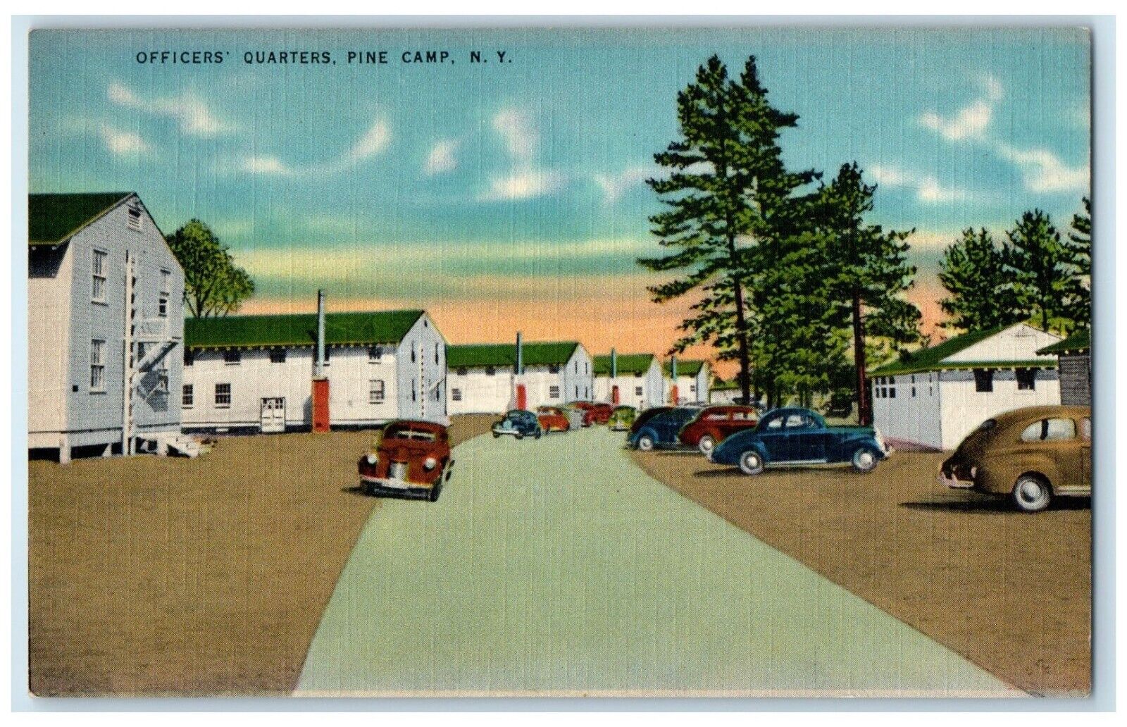 c1910\'s Officer\'s Quarters Cars Pine Camp New York NY Unposted Antique Postcard