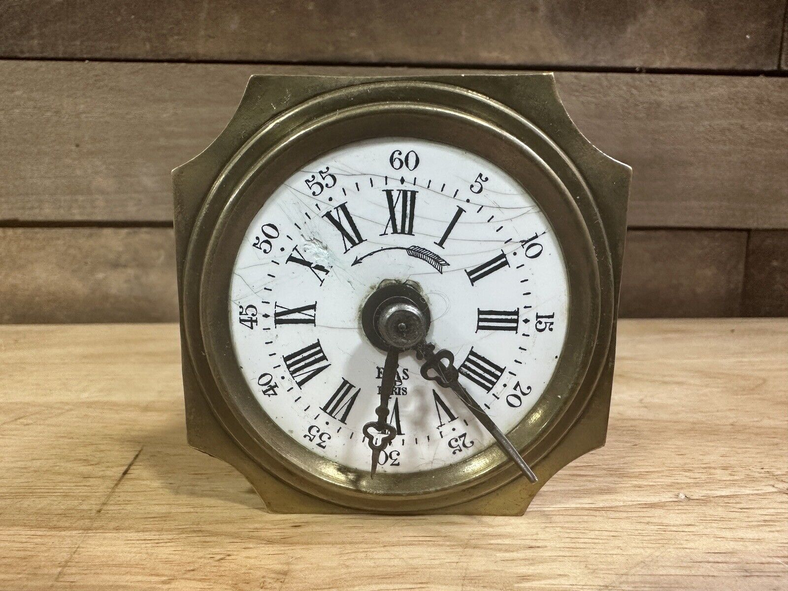 Antique French Marque ES Fabrique 7038 Railway Alarm Clock Movement As Is