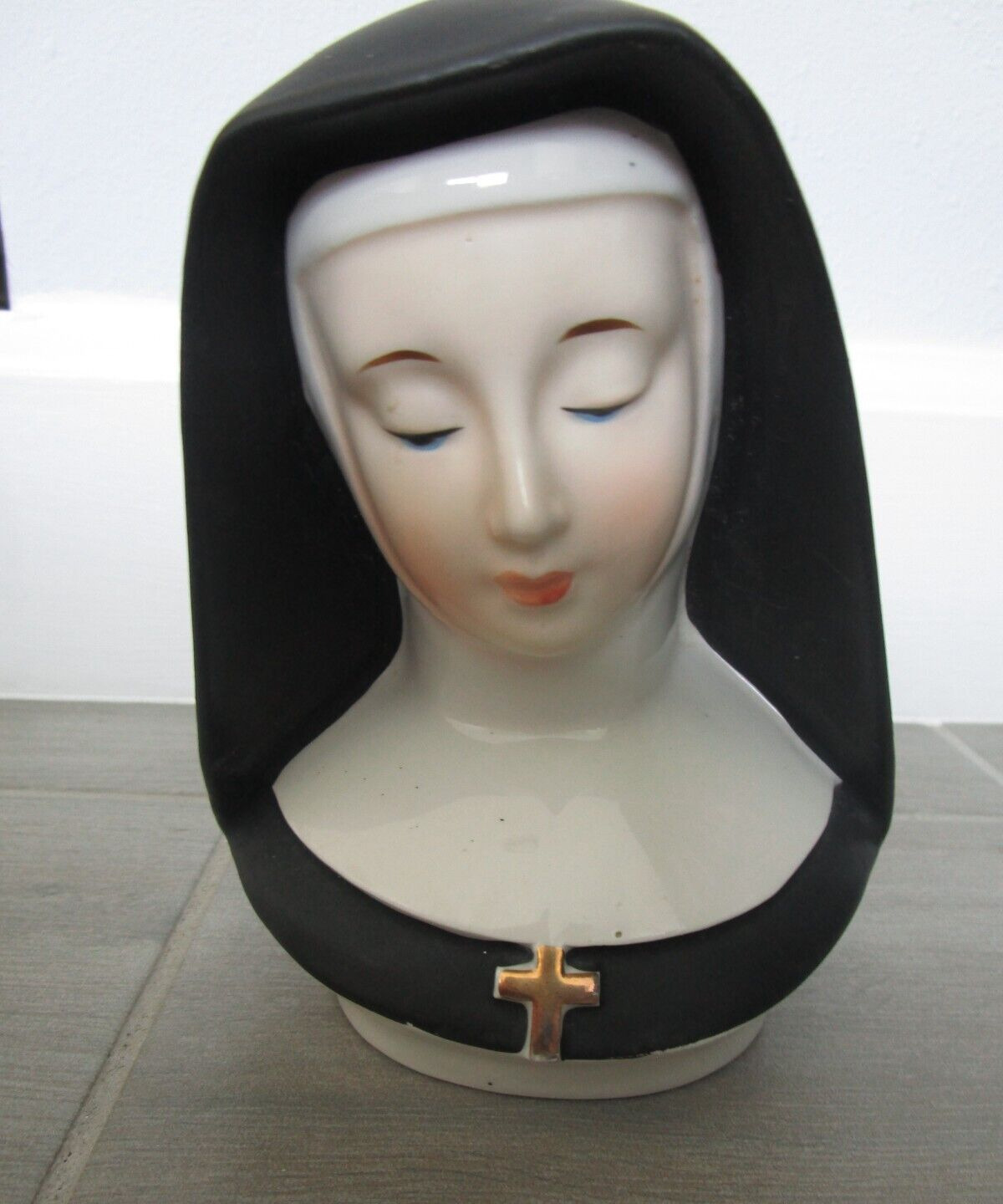 1950\'s Vintage Catholic Nun Ceramic Planter / Votive Candle Holder, Dabs, Japan