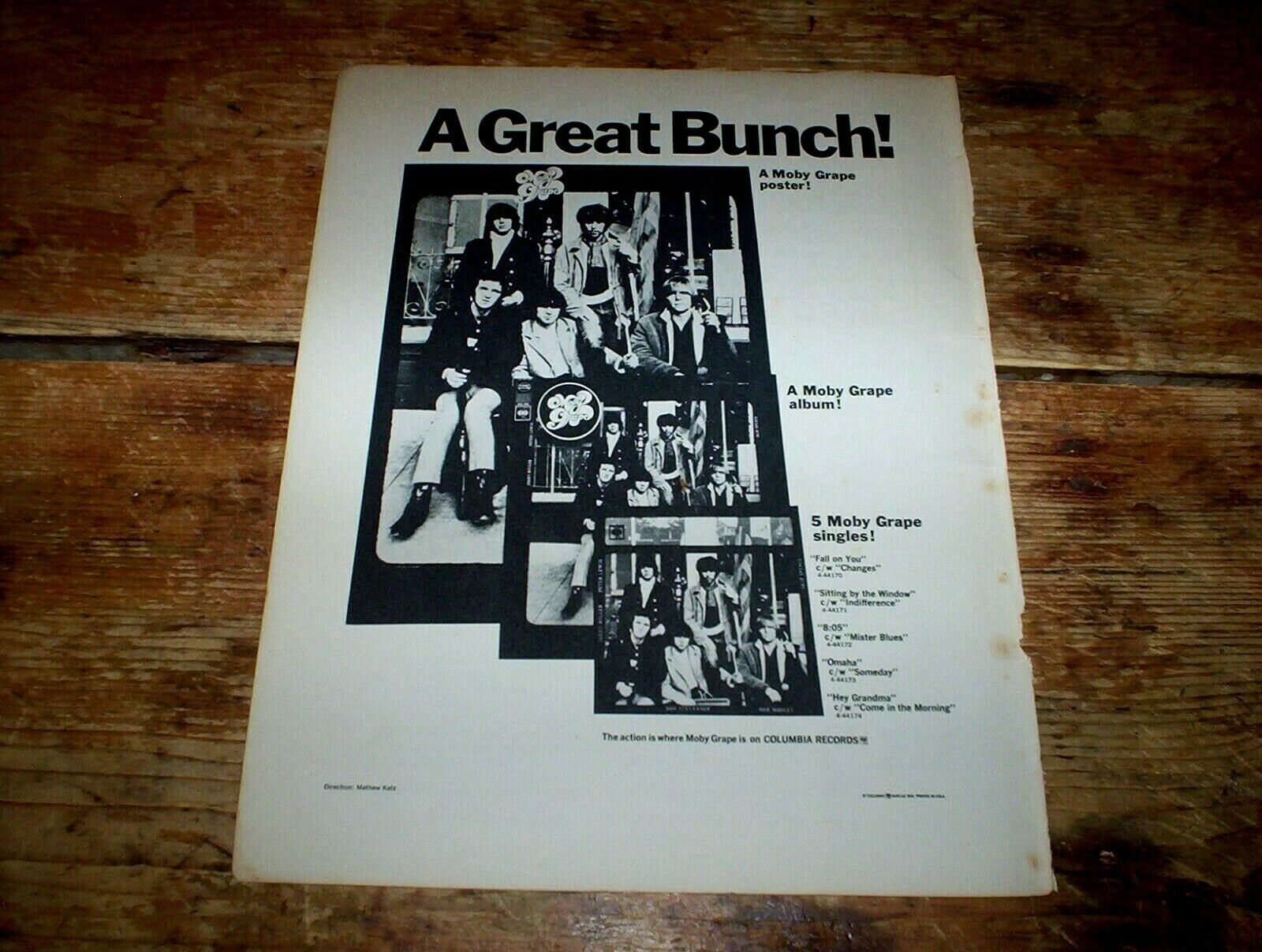 MOBY GRAPE ( DEBUT ALBUM psych folk rock ) ORIG 1968 magazine PROMO Ad NM-