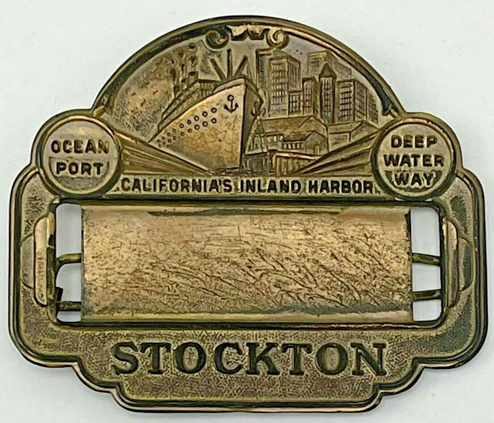 Vintage Stockton California Port Name Badge Pin Inland Harbor
