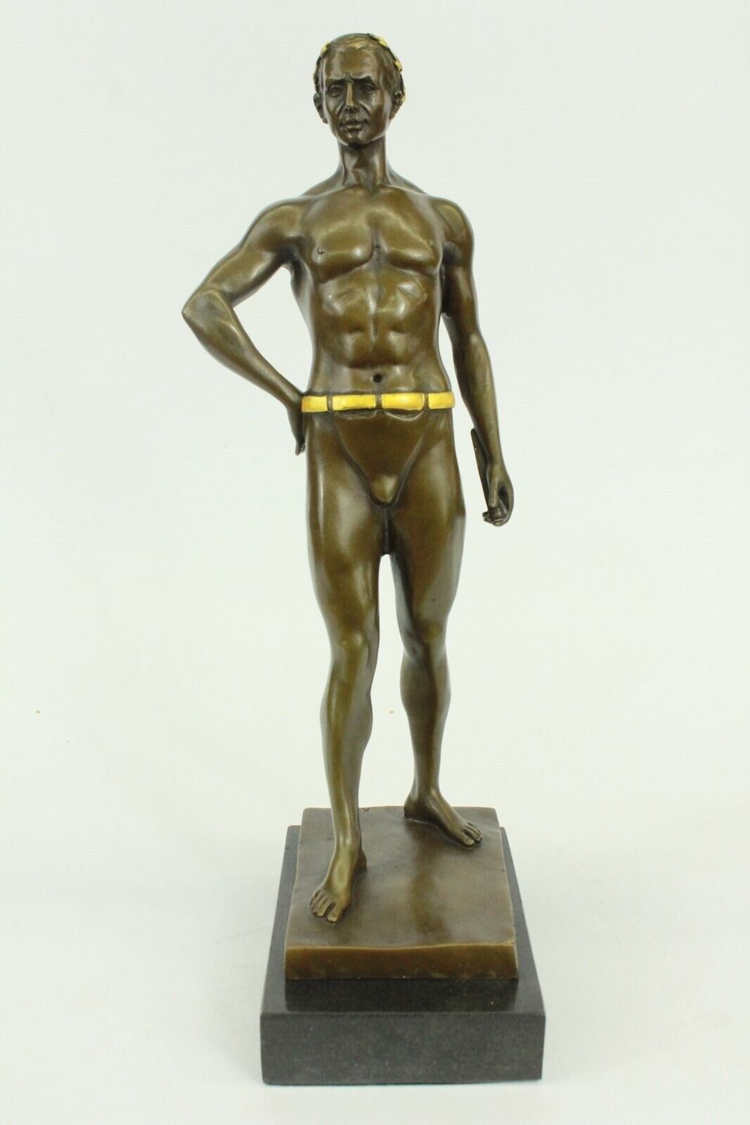 Gold Patina Museum quality Hot Cast Greek God Emperor Bronze Sculpture Statue NR