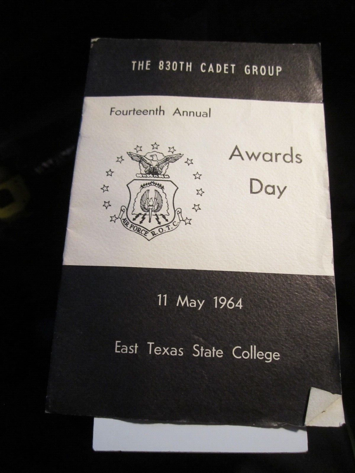 1964 EAST TEXAS STATE COLLEGE 830TH CADET GROUP AWARDS DAY BOOKLET  BBA-50