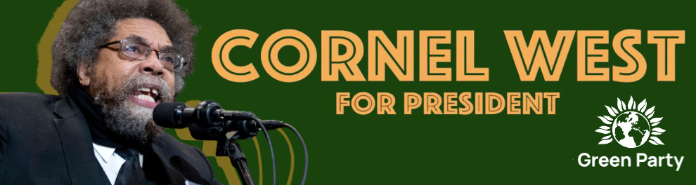 Cornel West President 2024 Bumper Sticker Green Party Political Waterproof
