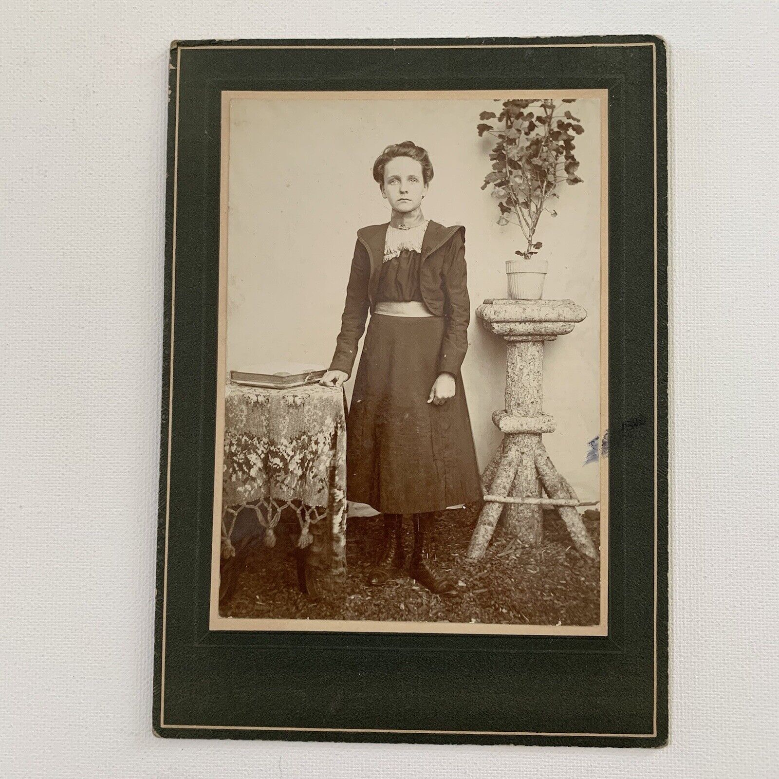 Antique Cabinet Card Photograph Adorable Girl Photo Album Log Table ID Irish HS1