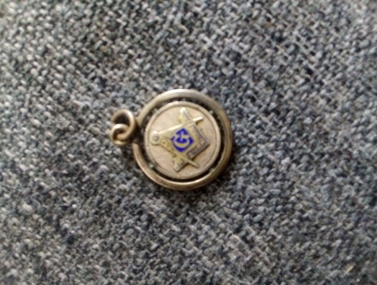 Vintage Gold & Blue Enamel Masonic Charm or Pendant