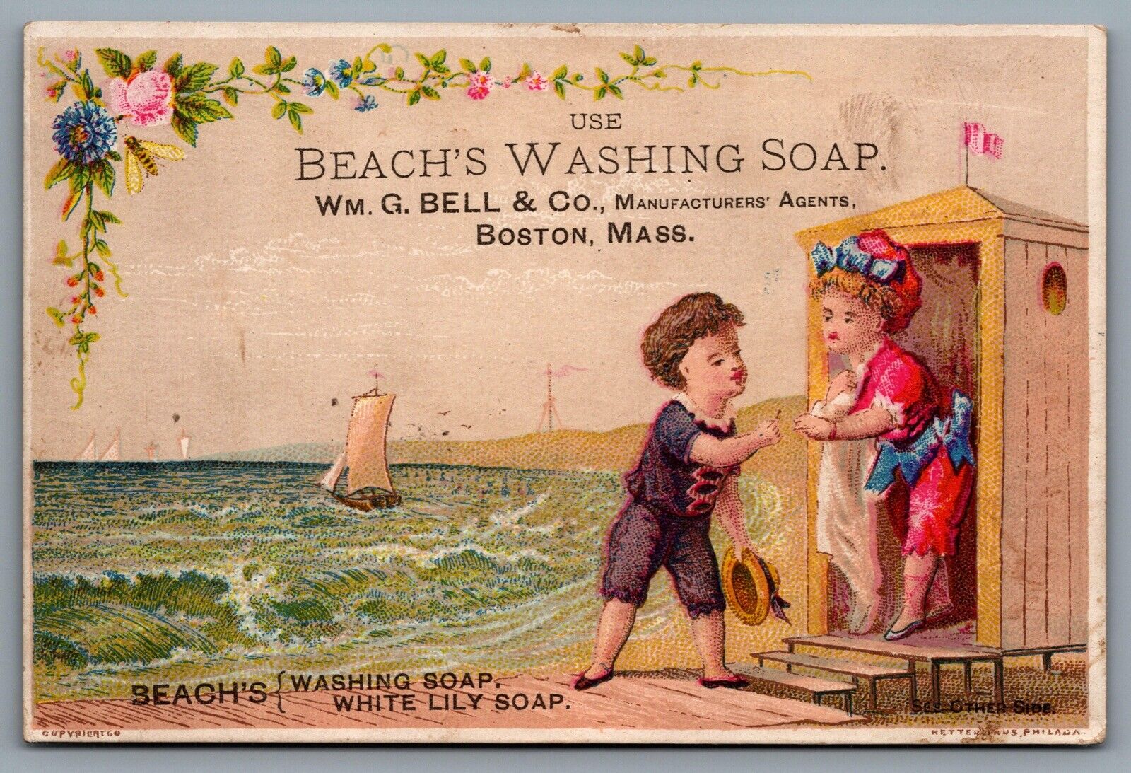 Trade Card c1880s Advertisement Boston MA Beaches Washing Soap WM. G. Bell & Co.