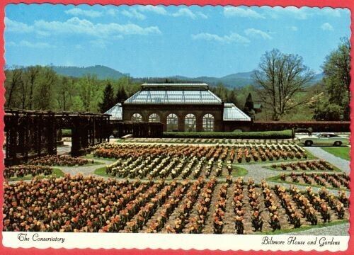 Vintage Postcard 1971 The Conservatory Biltmore House and Gardens DIE CUT CHROME
