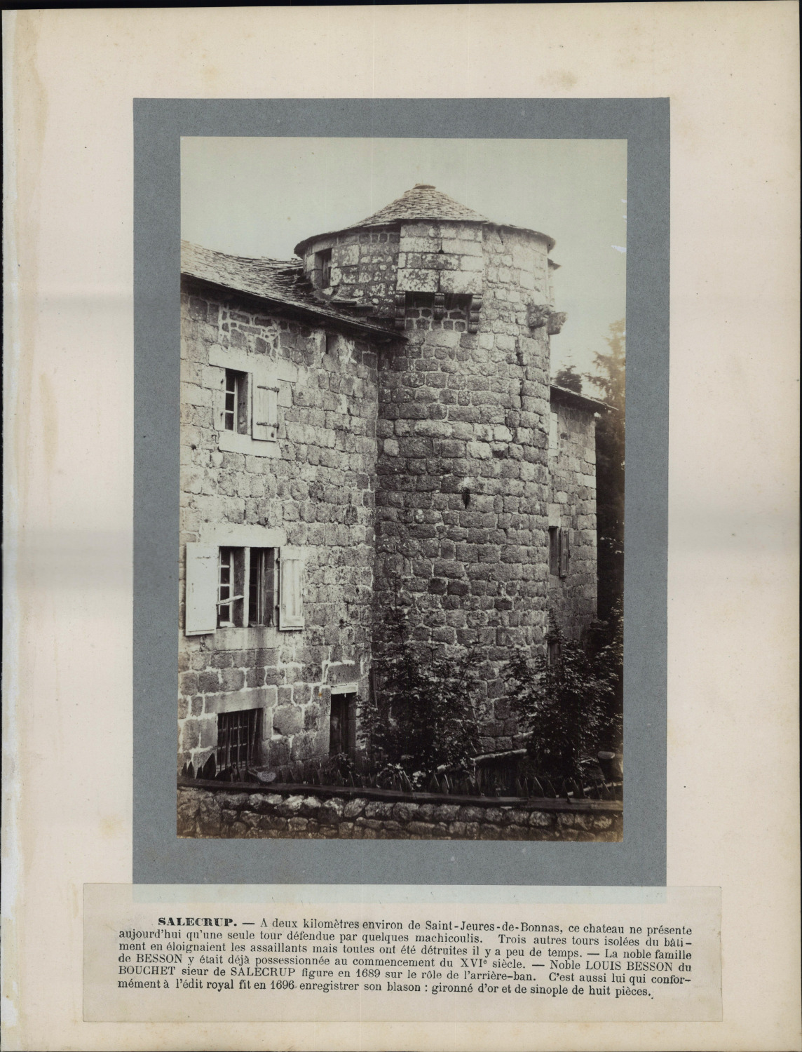 France, Saint-Jeures, Château de Salcrupt vintage print period print print print 