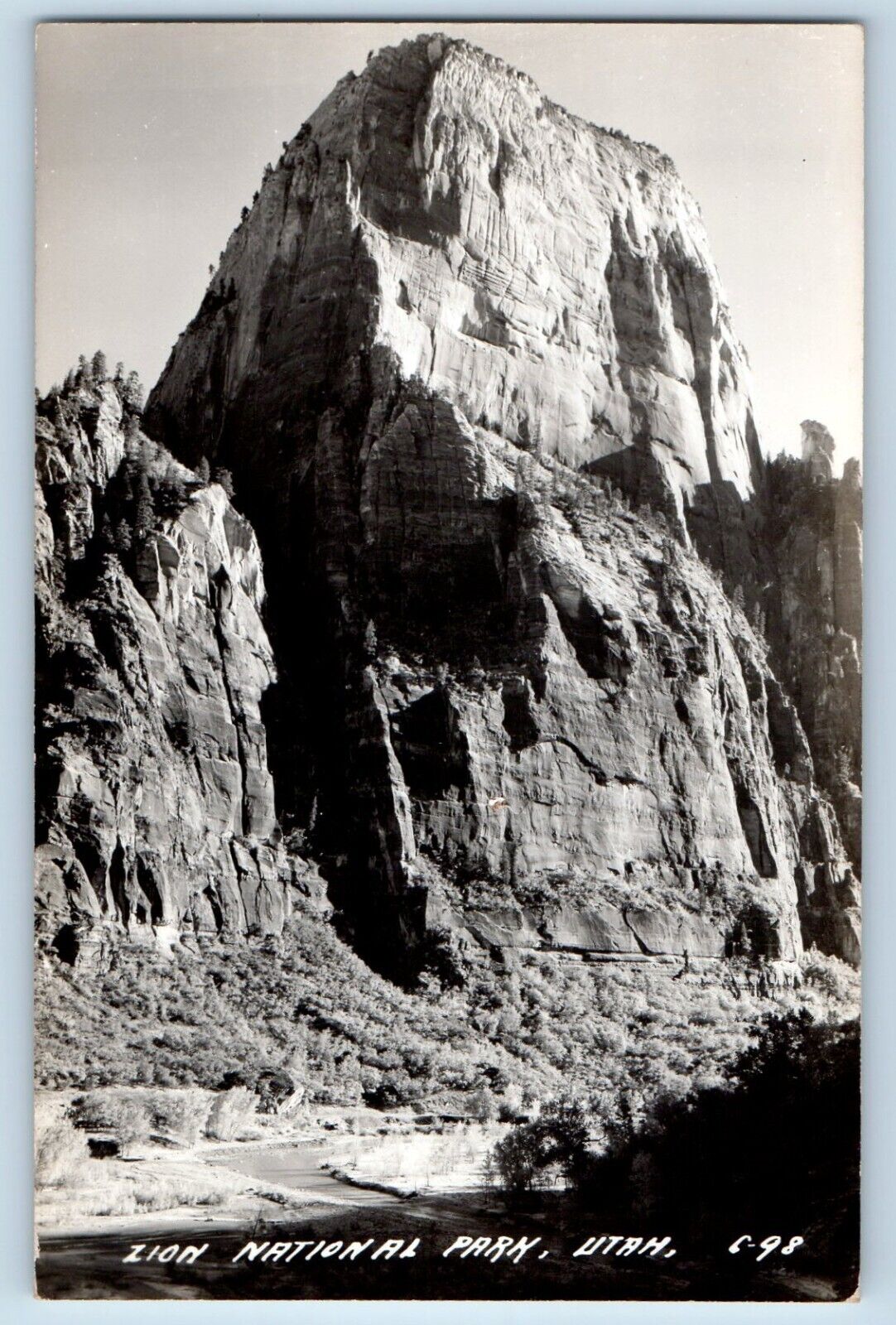Zion National Park Utah UT Postcard RPPC Photo The Great White Throne c1940\'s