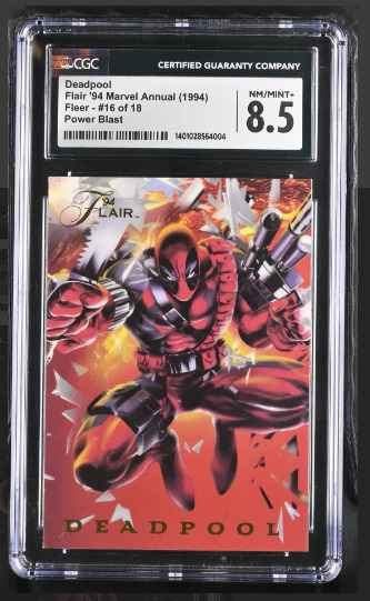 1994 Deadpool 16 of 18 Flair \'94 Marvel Annual Power Blast, CGC Graded 8.5 Nm+