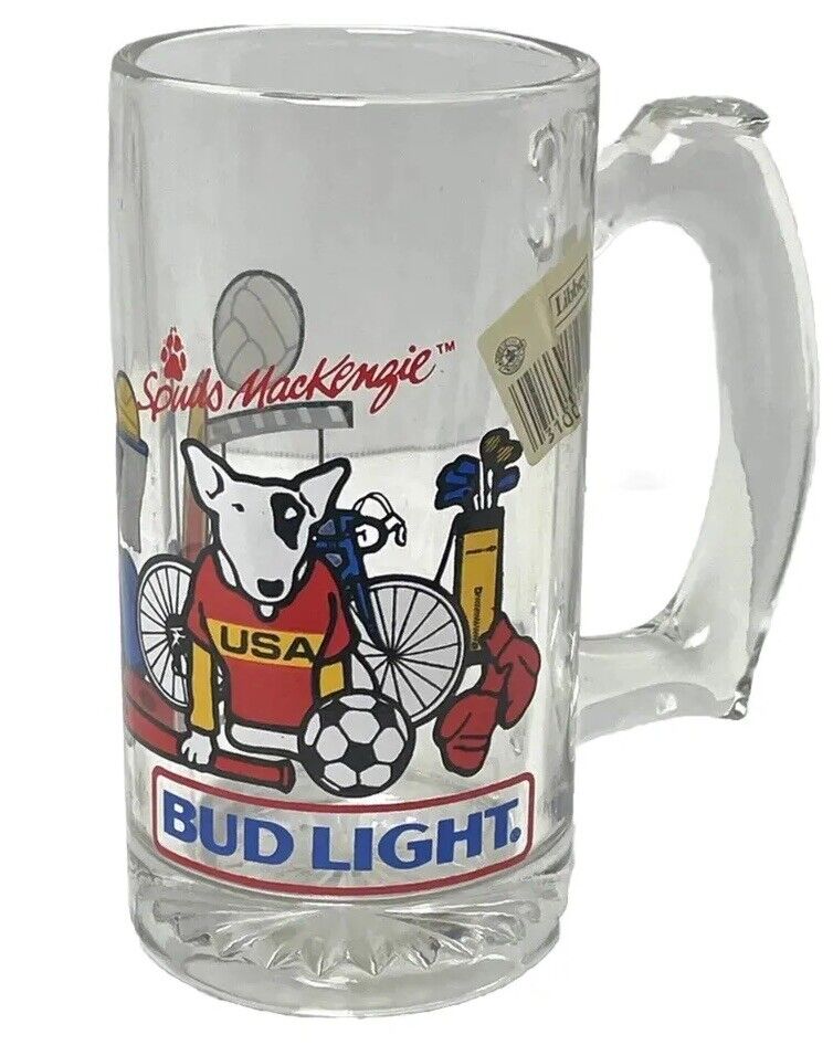 Vintage NWT 1988 Anheuser Busch Bud Light Spuds MacKenzie Sports Beer Mug Stein