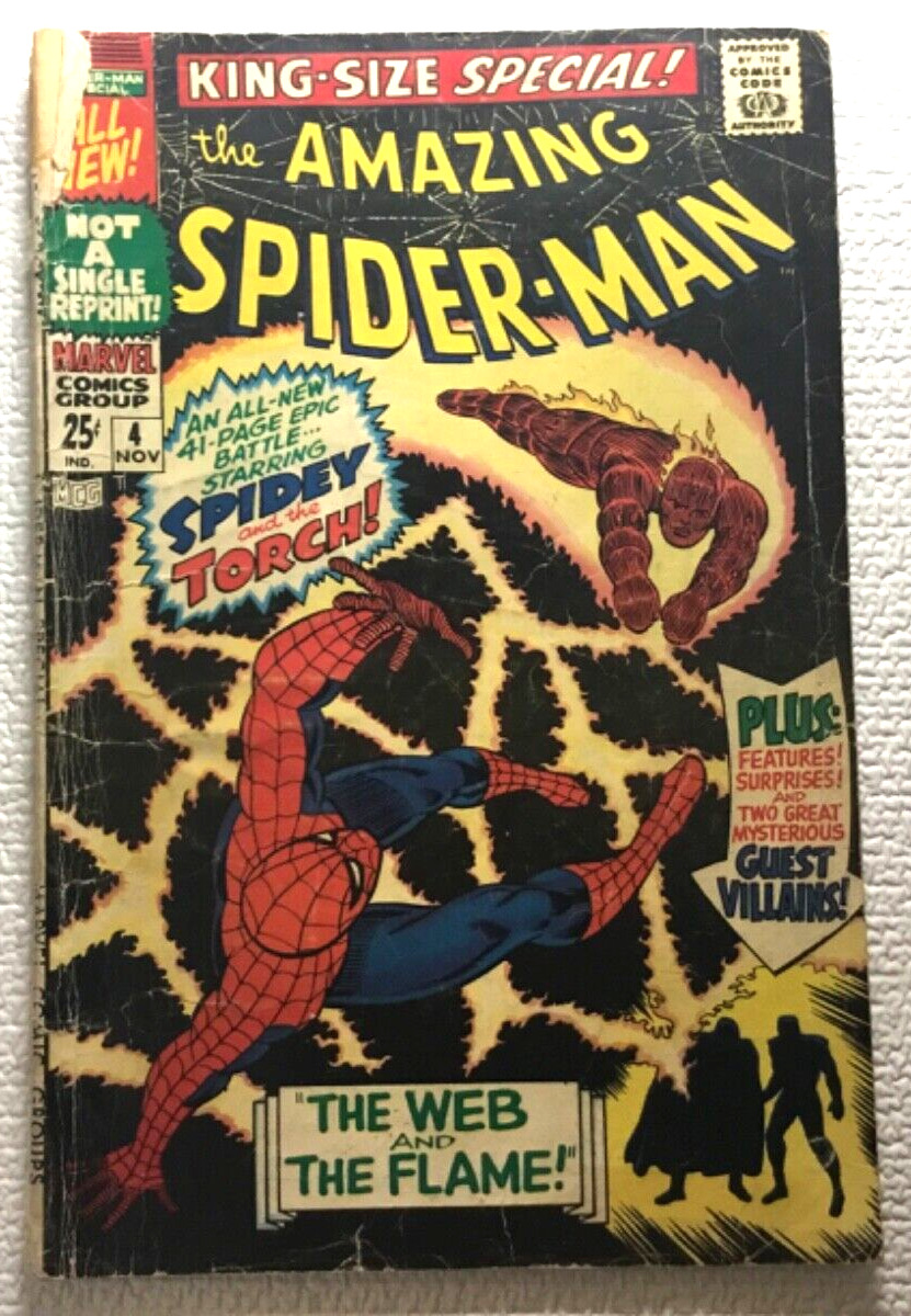1967 Vintage AMAZING SPIDER-MAN KING-SIZE SPECIAL # 4 TORCH-MYSTERIO Comic Book