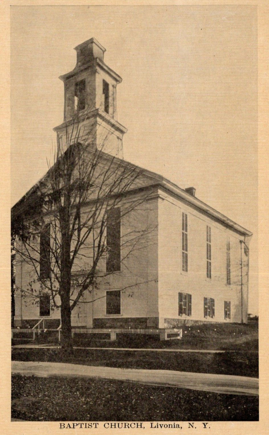 Livonia New York Postcard Baptist Church Unused 1915 UN