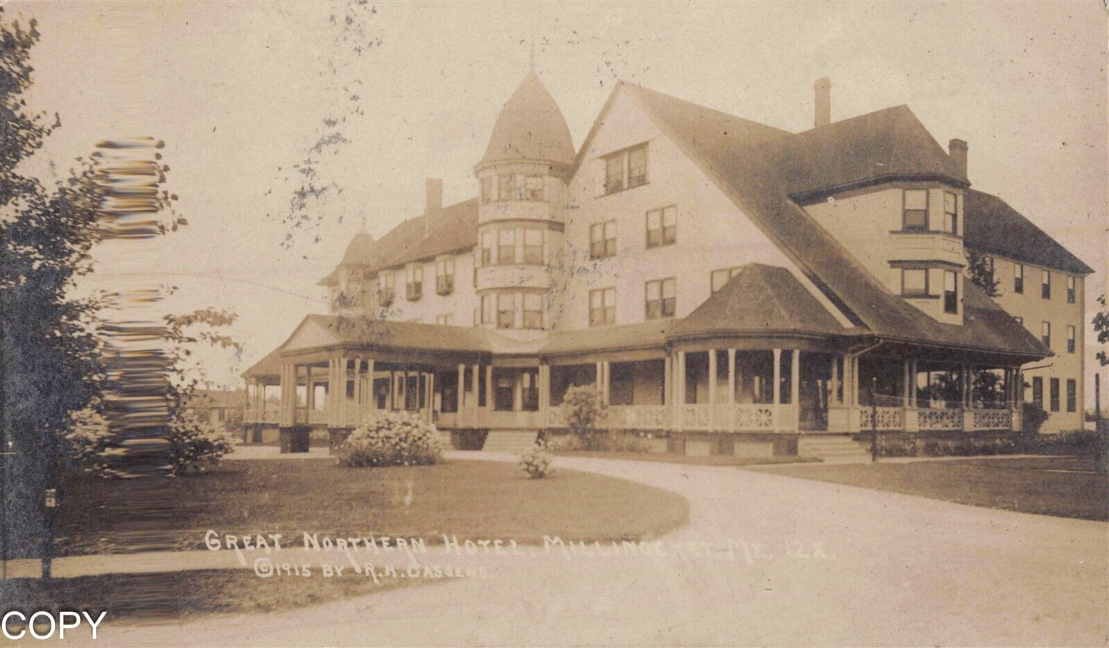 RPPC GREAT NORTHERN HOTEL Millinocket, Maine 1915 R H Cassens Postcard Bc118