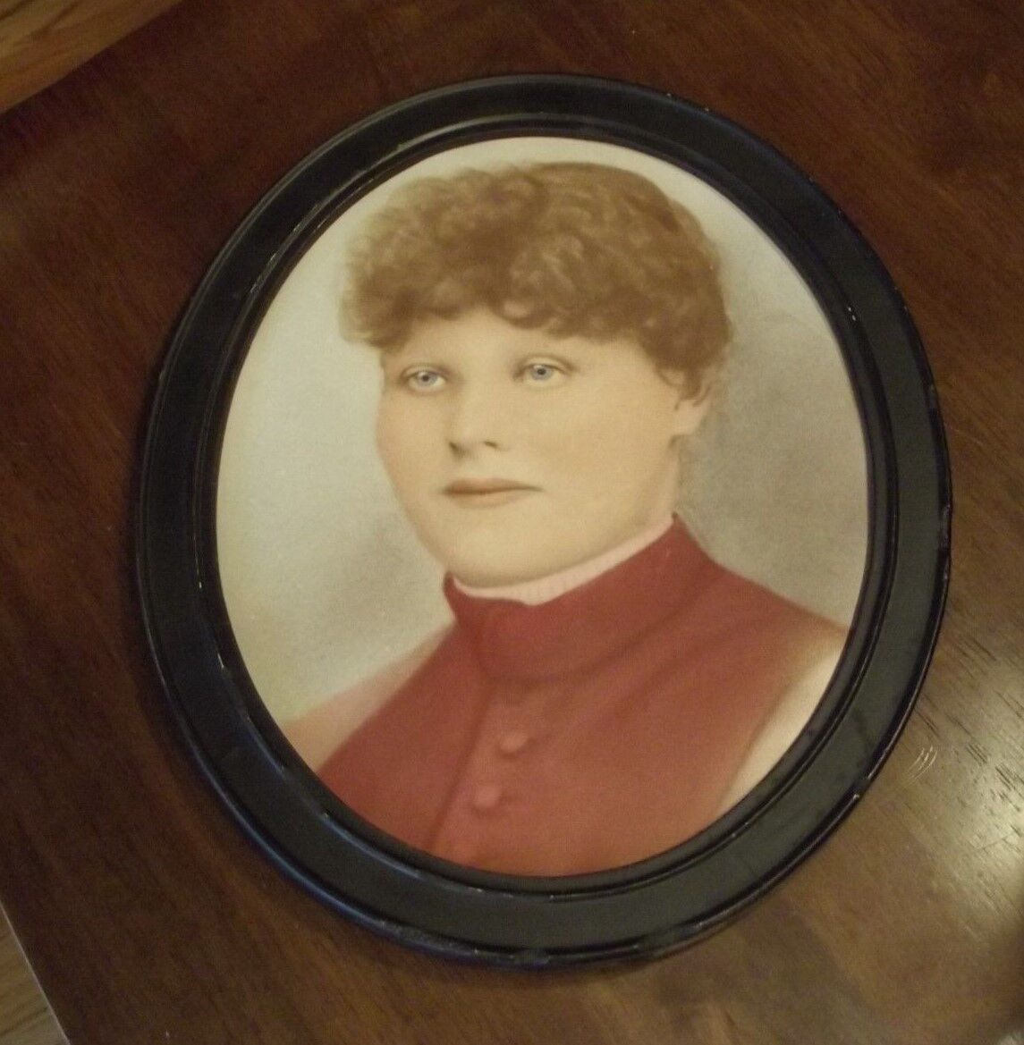 Antique Portrait Framed Victorian Woman Transparent Oil Photo 