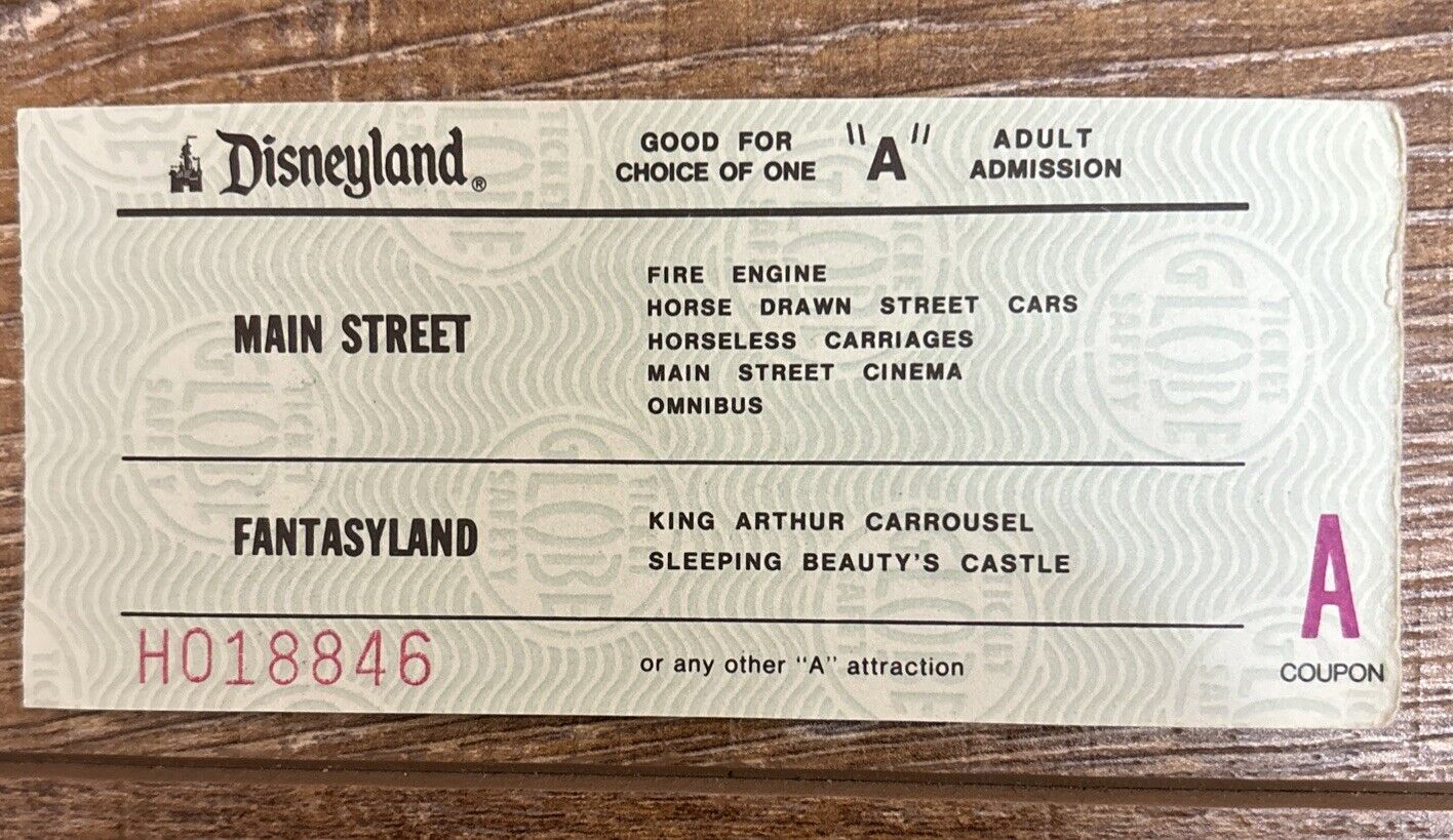 Vintage Disneyland Adult A Ticket
