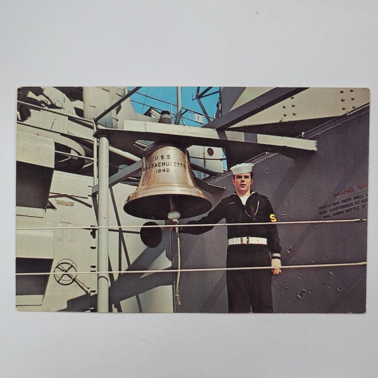 USS Massachusetts Fall River MA-Massachusetts Ships Bell Vintage Postcard