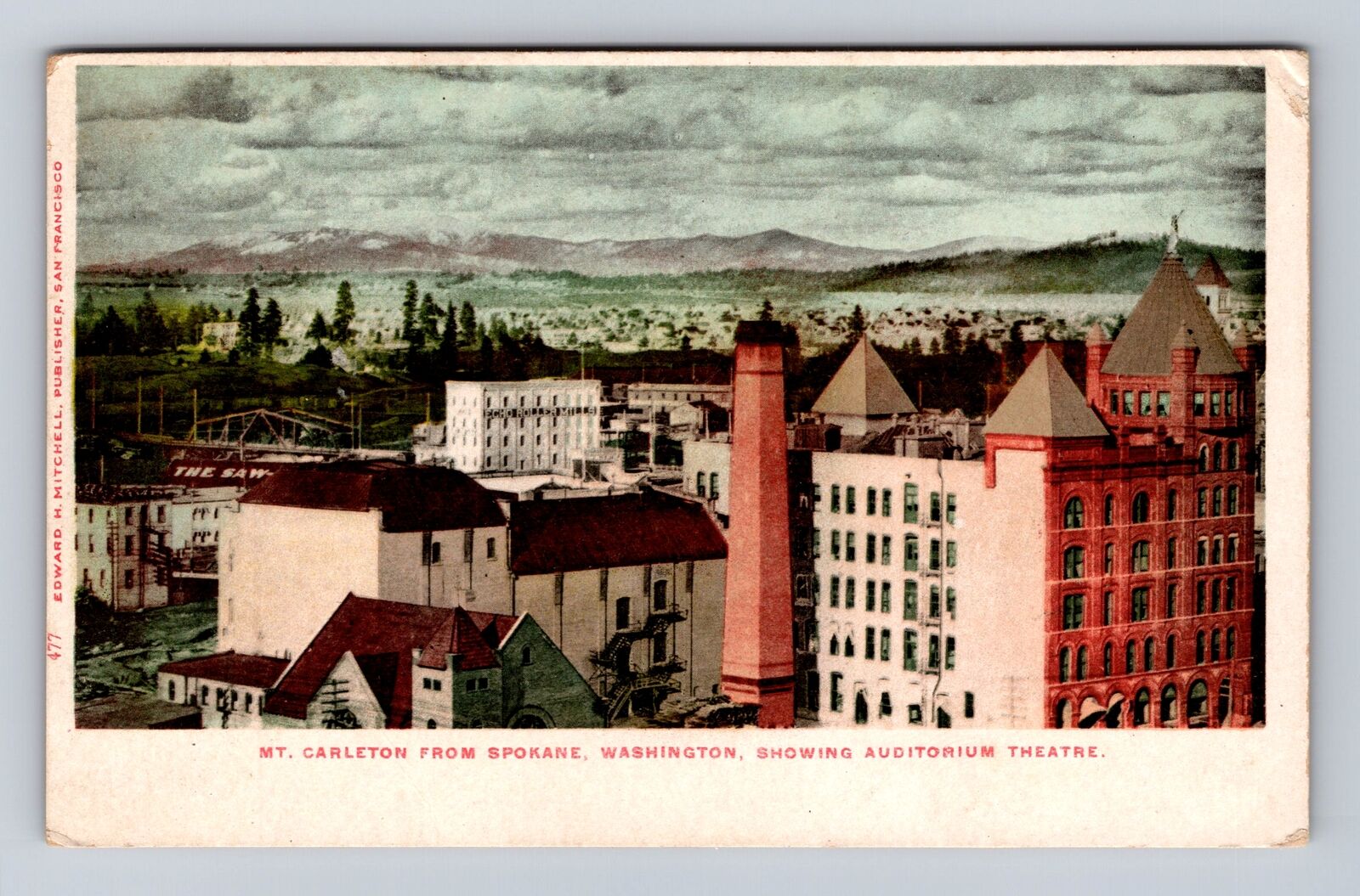 Spokane WA-Washington, Mt Carleton, Auditorium, Antique Vintage Postcard