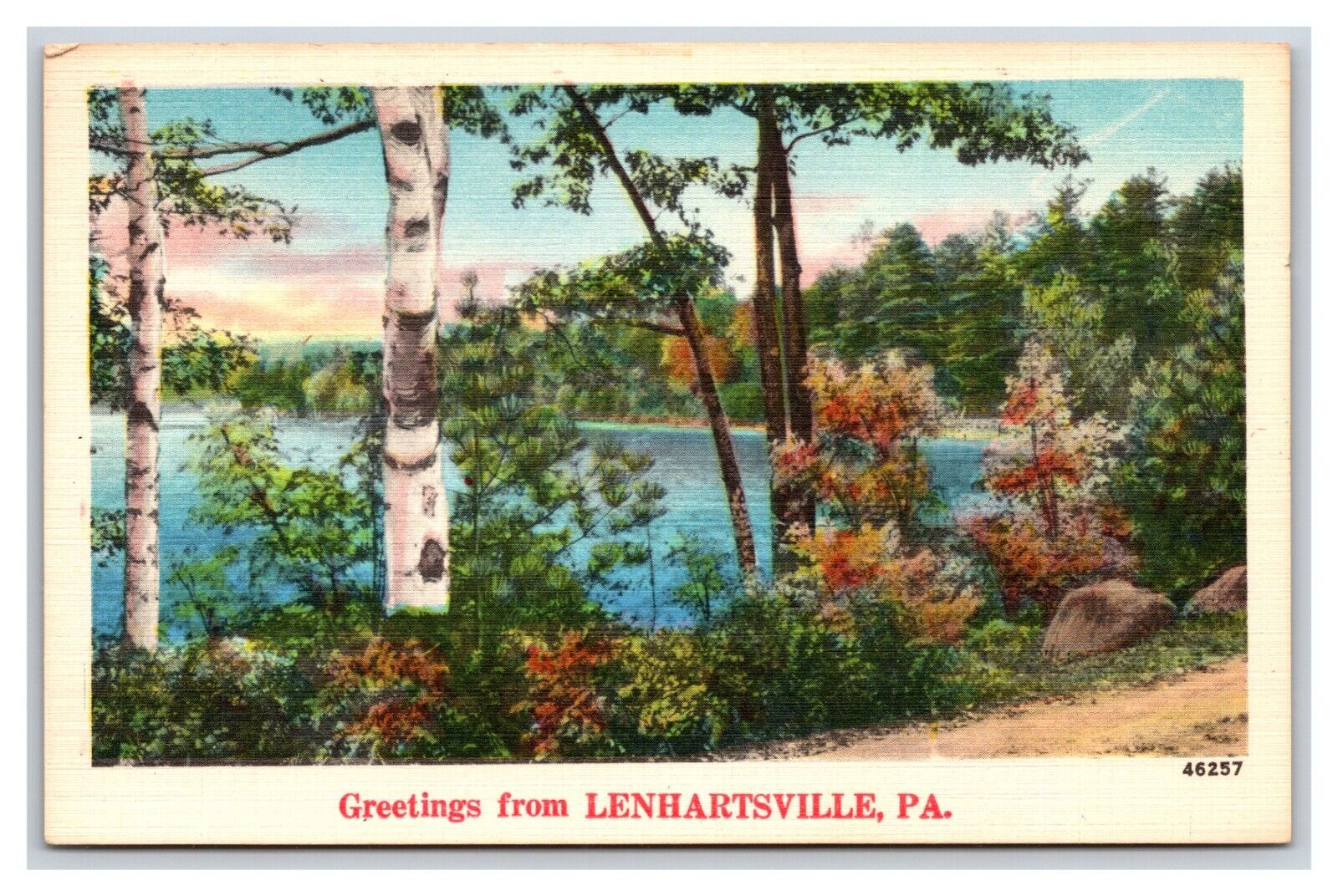 Generic Scenic Greetings Lenhartsville PA Pennsylvania Linen Postcard W20