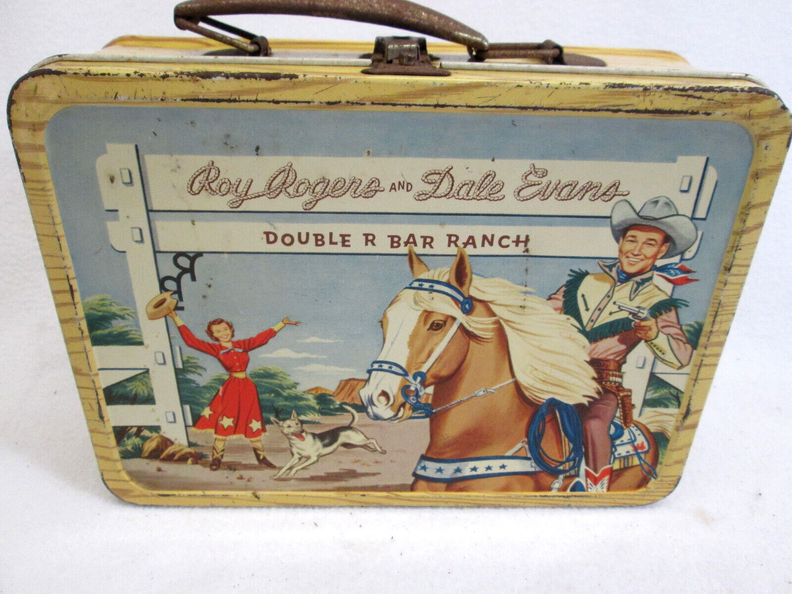 Vintage 1950\'s Roy Rogers & Dale Evans Double R Bar Ranch metal lunch box