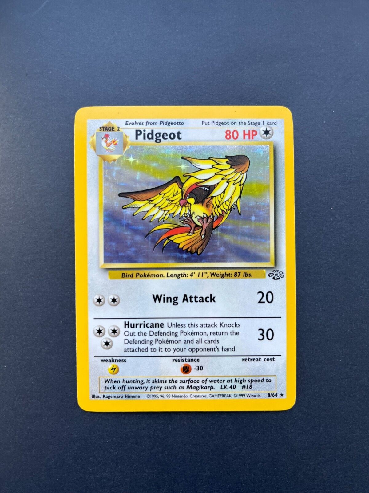 Pokémon TCG Pidgeot Jungle Set 8/64 Holo Unlimited Holo Rare Vintage WOTC