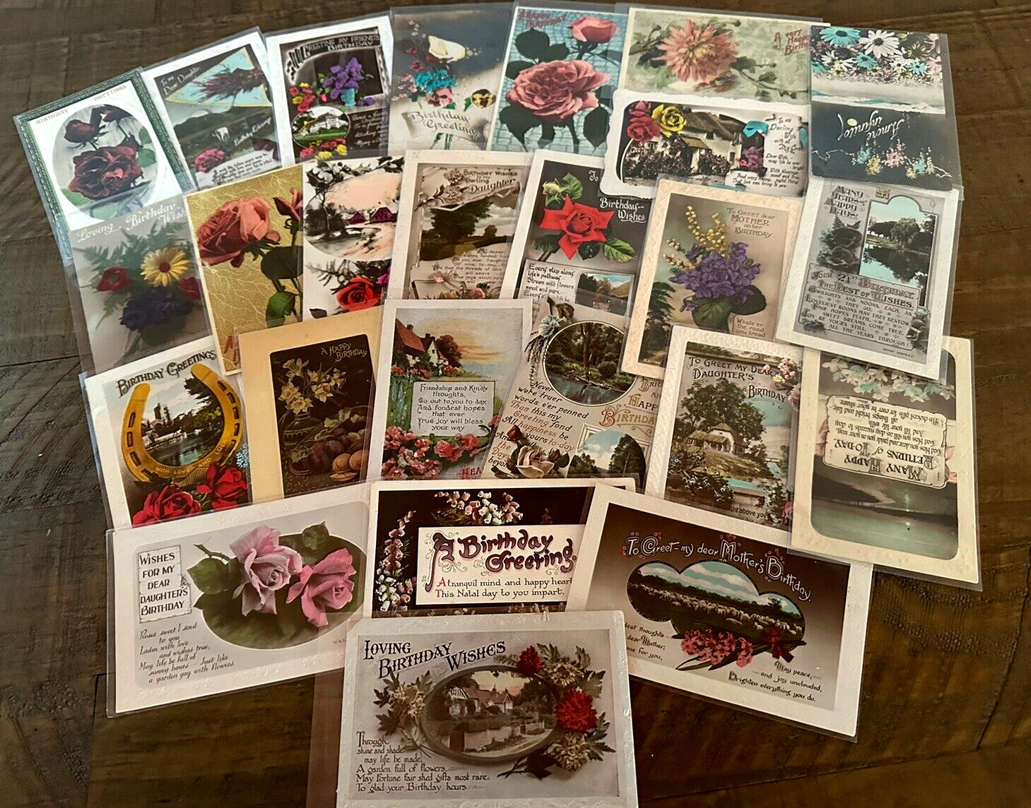 Lot of 25~ ROSES~FLOWERS~ Antique ~Tinted Photo Greetings Postcards~h516