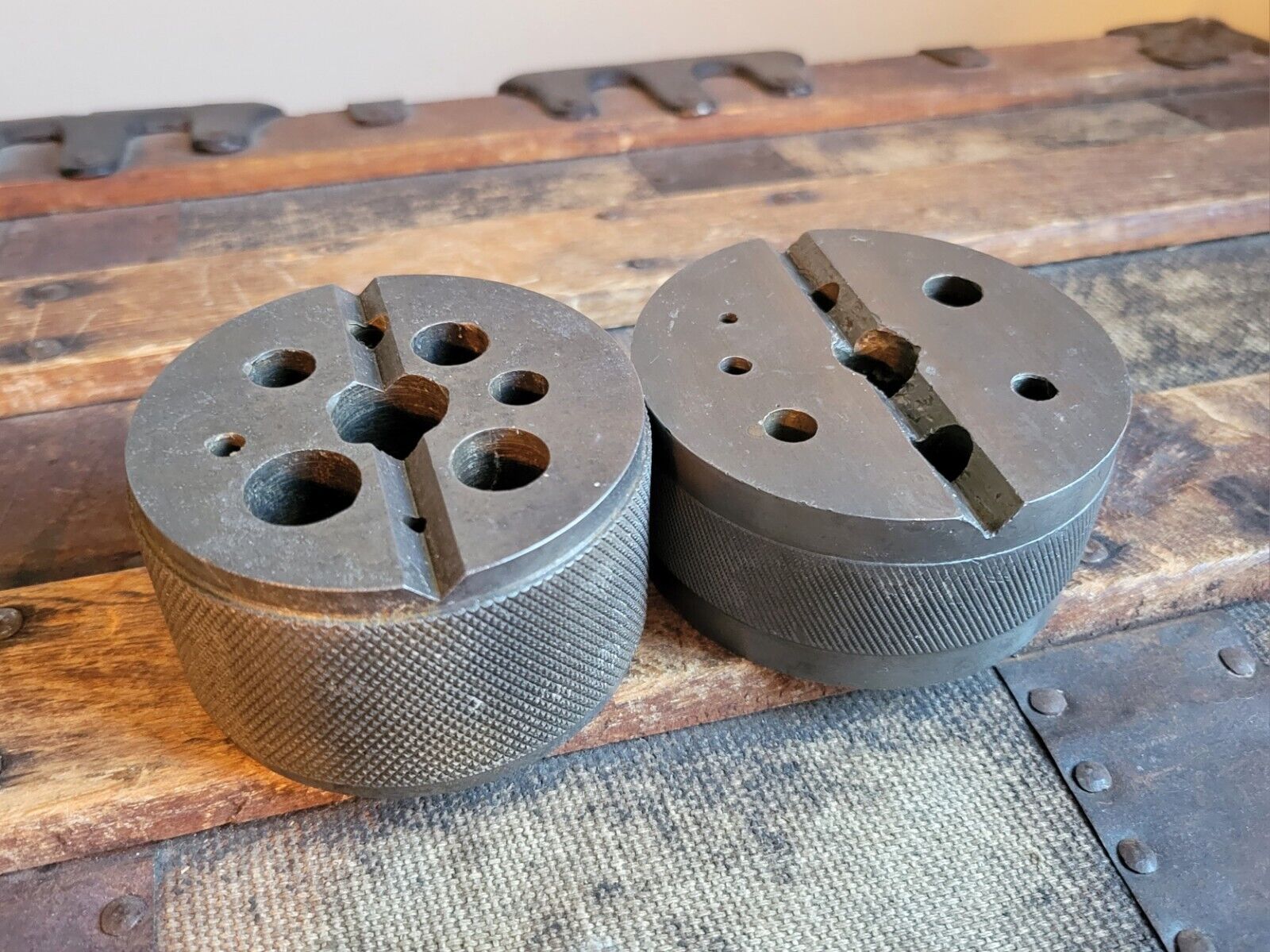 Pair of Vintage Bench Blocks for Driving Pins Unmarked Machinist's Tools
