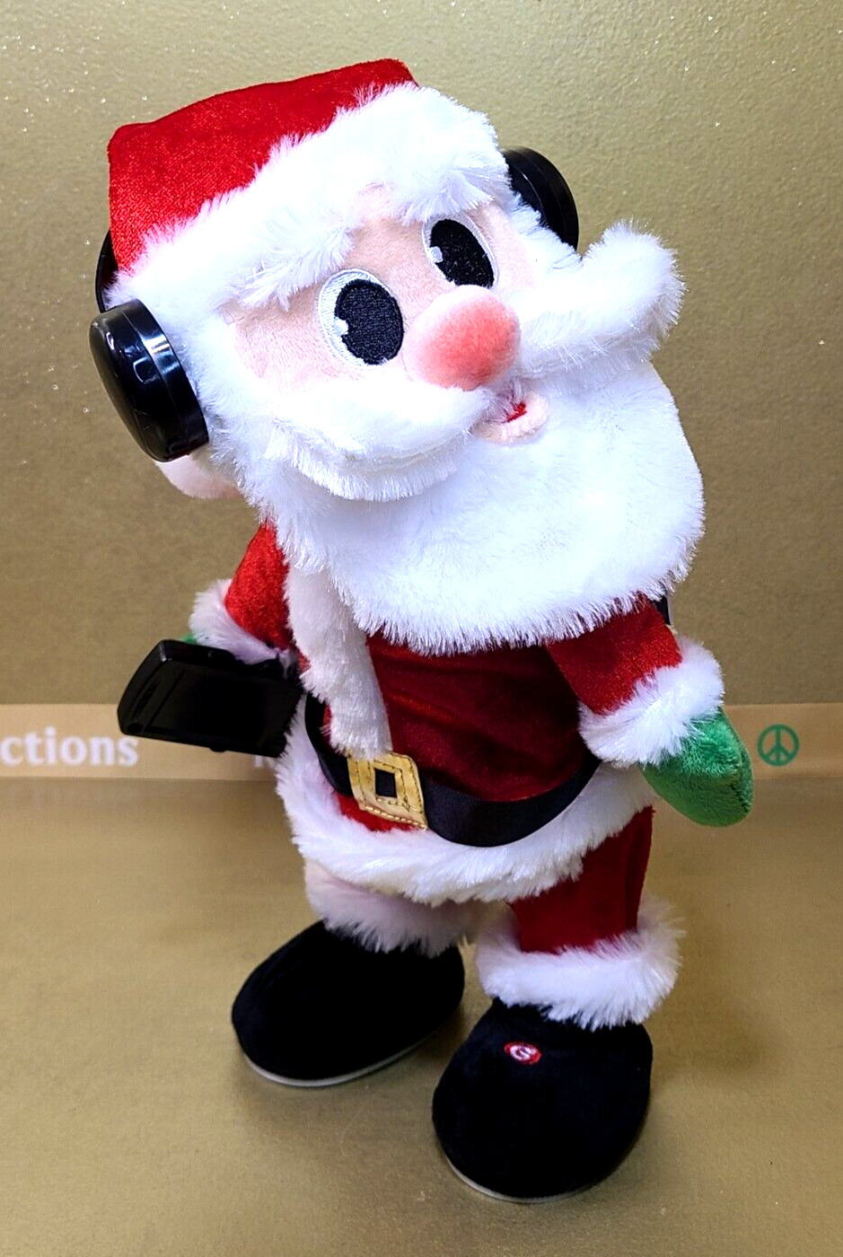 Gemmy Animated Santa Twerking Headphones & Phone Jingle Bells Video Christmas