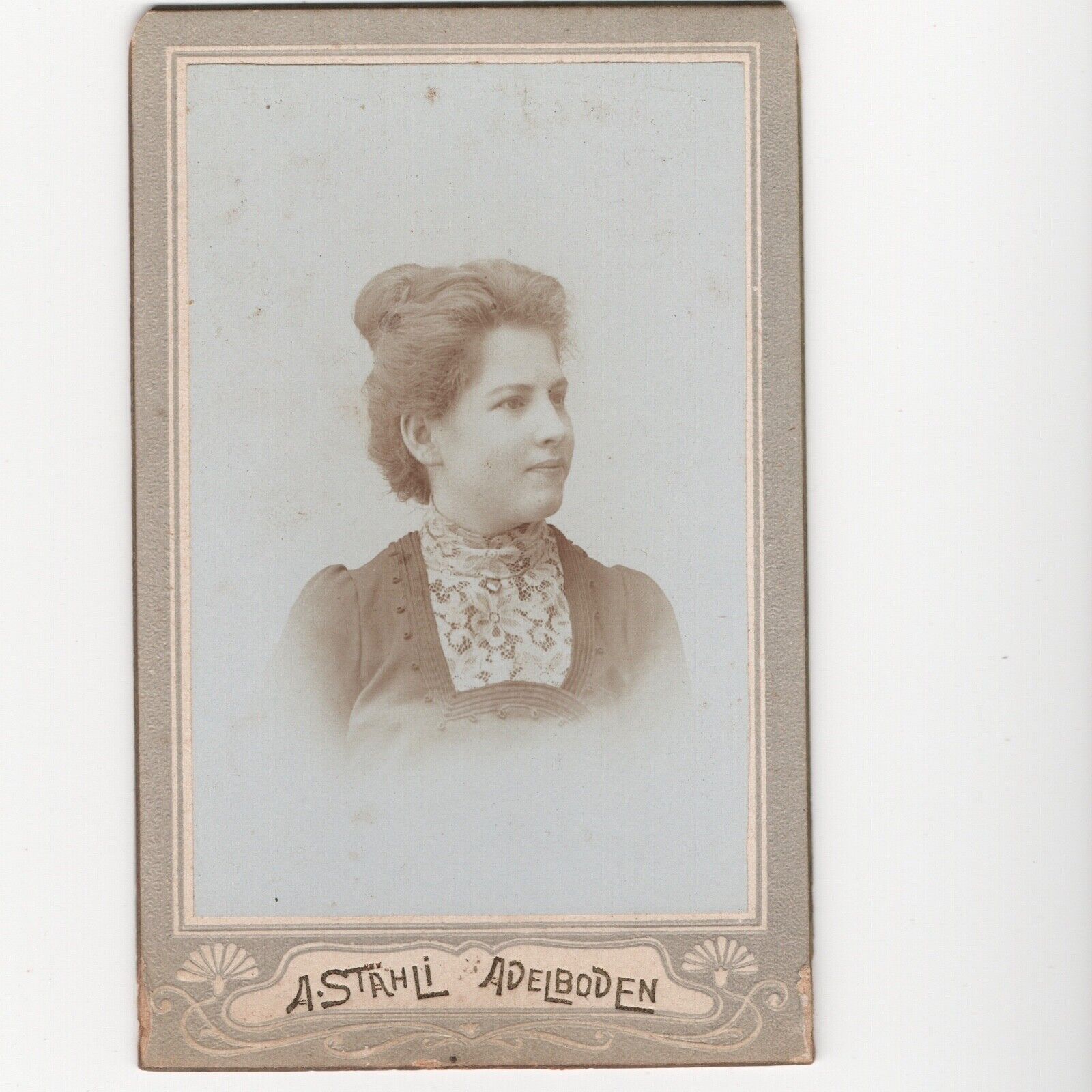 Antique Carte De Visite CDV Card Photograph Woman Bust Portrait Adelboden