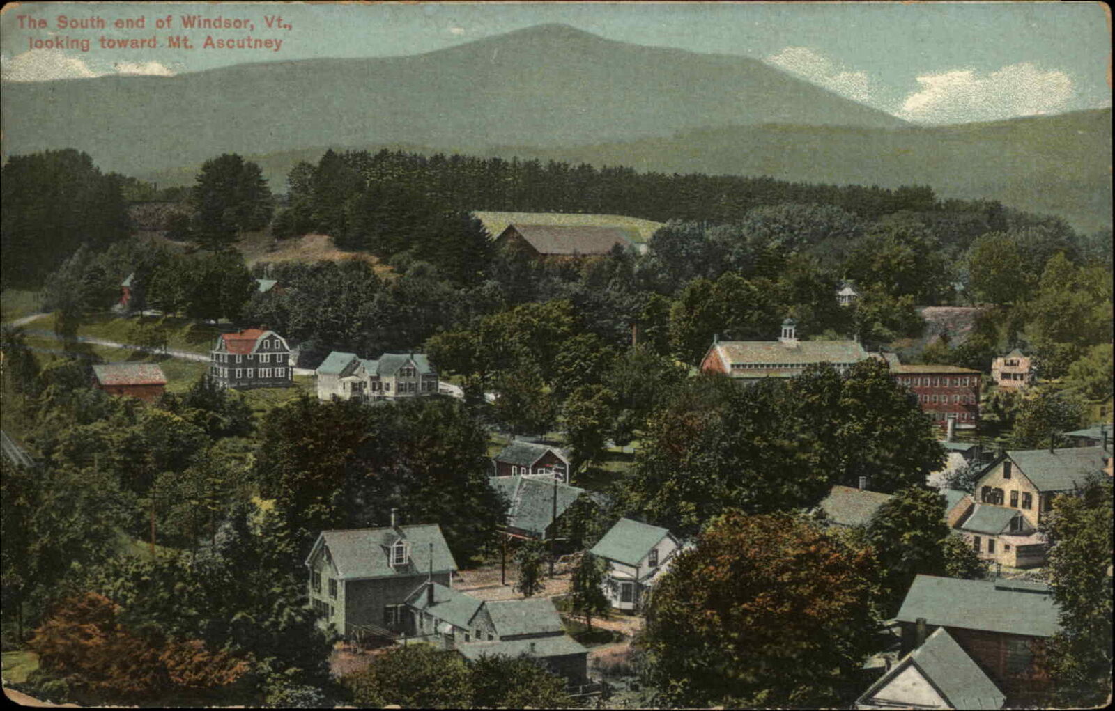 Windsor Vermont VT Birdseye View 1900s-10s Postcard