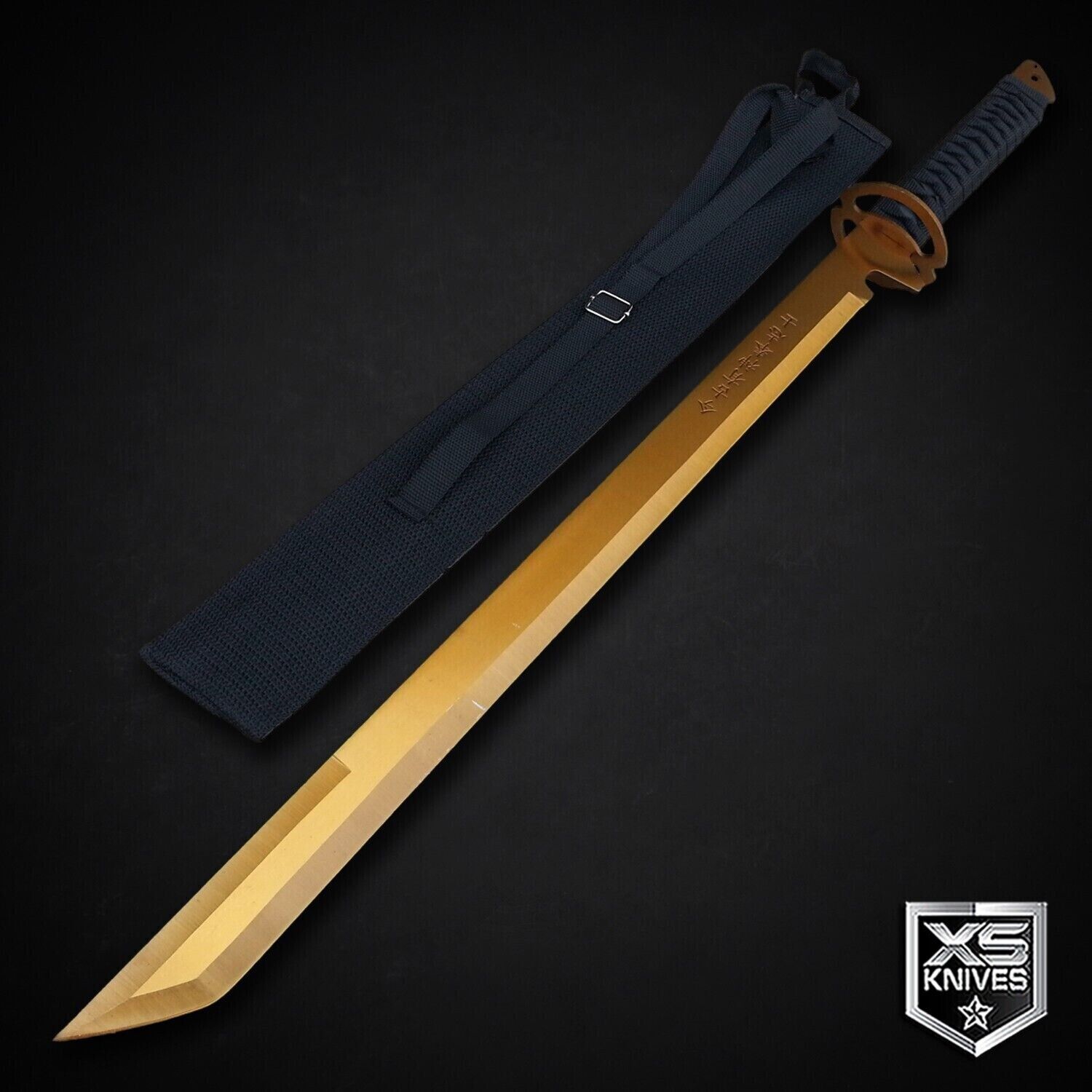 Ninja Sword Full Tang Tanto Machete Titanium Gold Blade Japanese Katana EPIC 27