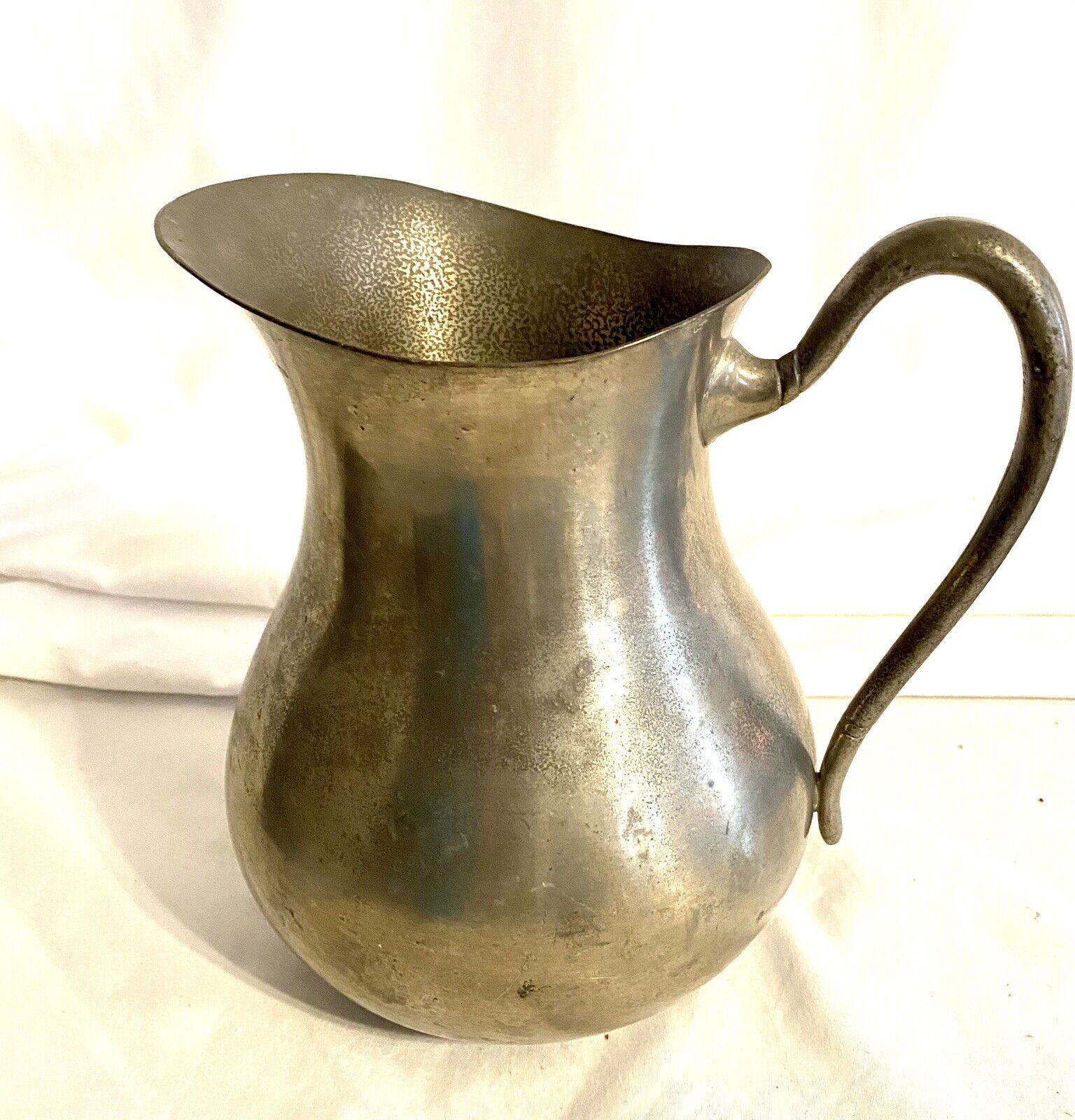 Vintage 1930 Old Newbury Pewter Water Pitcher 8x6 Inch Signs Of Age See Photos