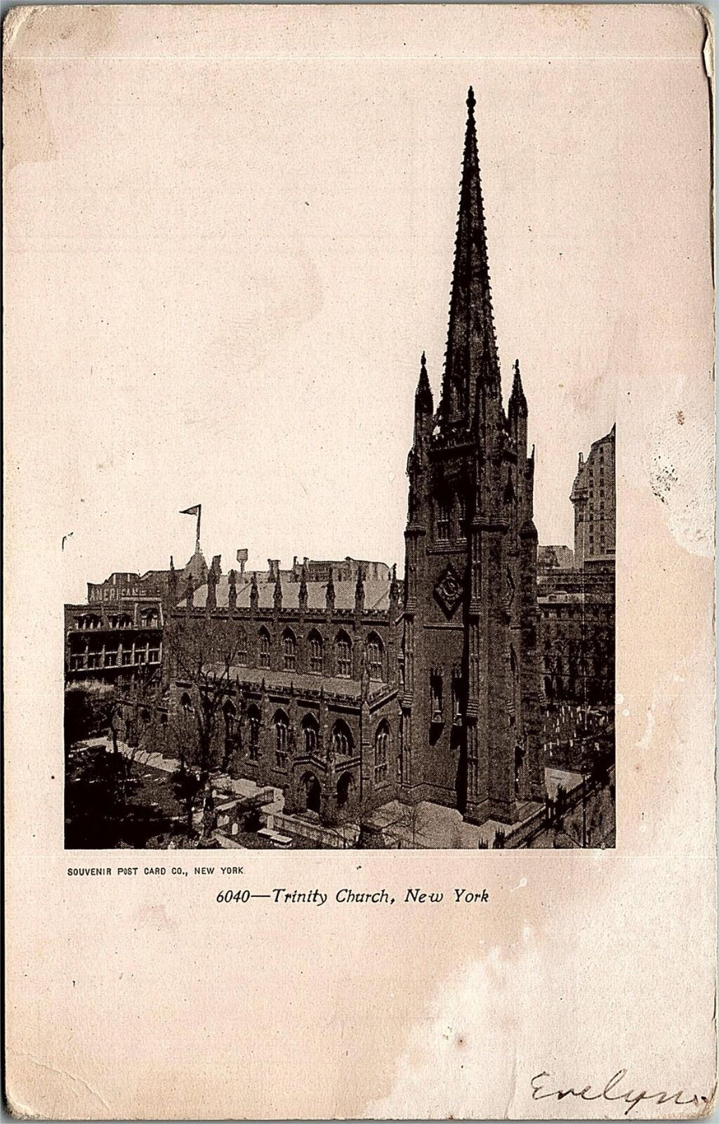 c1905 NEW YORK TRINITY CHURCH EARLY UNDIVIDED BACK POSTCARD 38-81