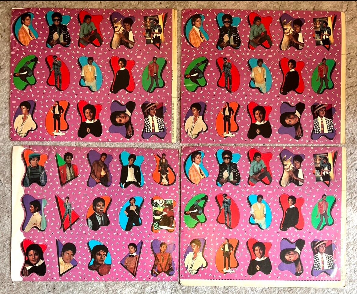 Michael Jackson Topps 5 Stickers sections of Uncut Sheet 1984