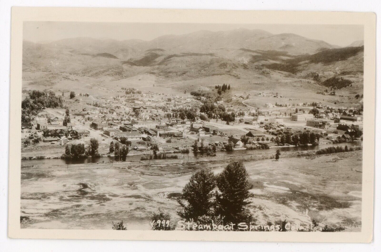 CO, Steamboat Springs. AERIAL VIEW OF THE TOWN. Real Photo Postcard