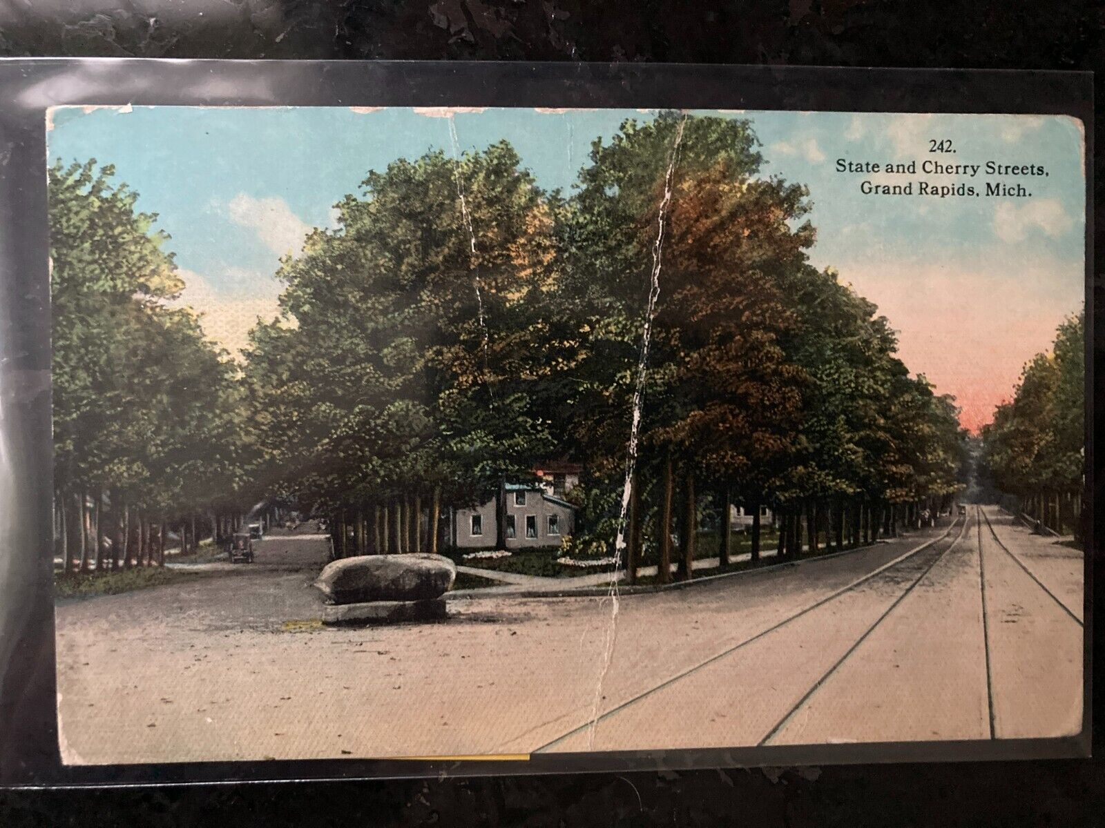 1916 State and Cherry Streets MI George Washington 1 cent Stamp Post Card