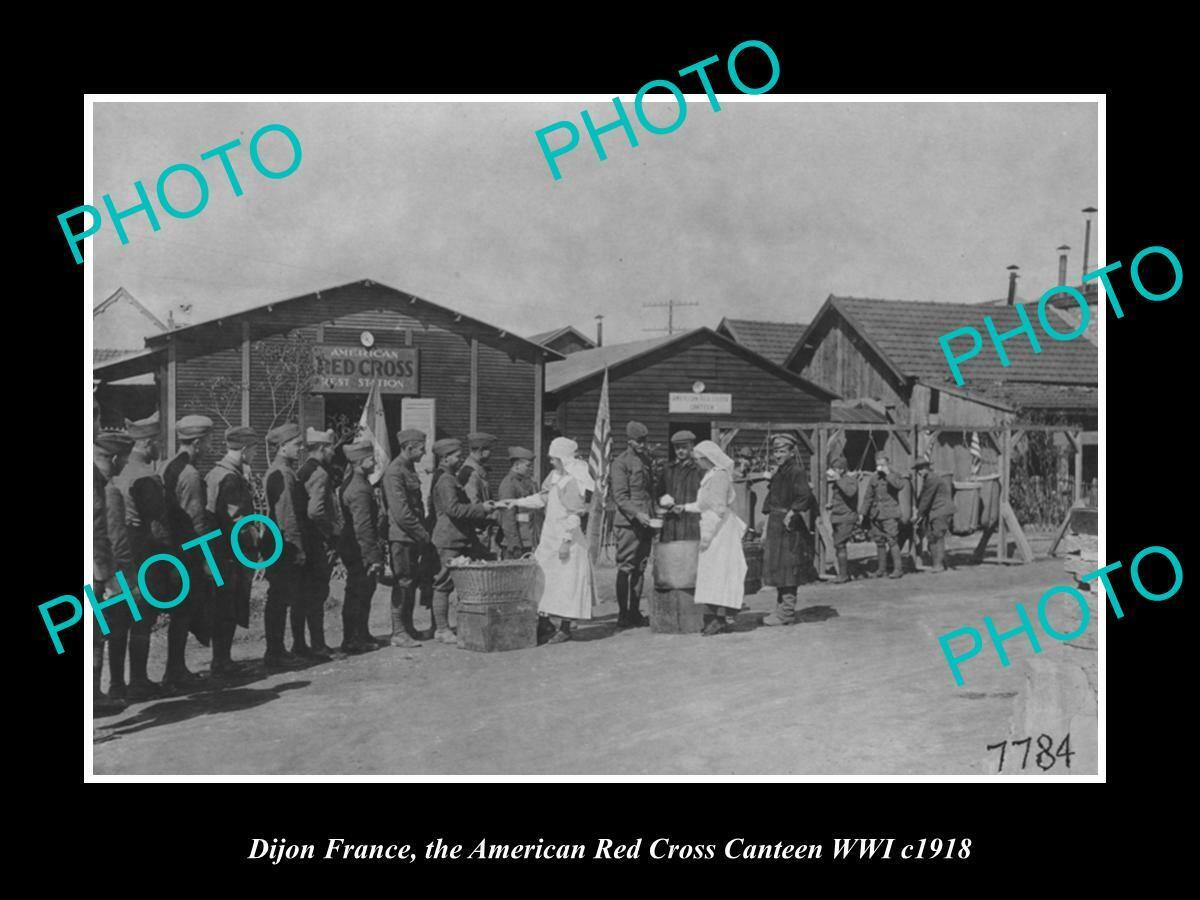 OLD POSTCARD SIZE PHOTO DIJON FRANCE AMERICAN RED CROSS CANTEEN WWI c1918