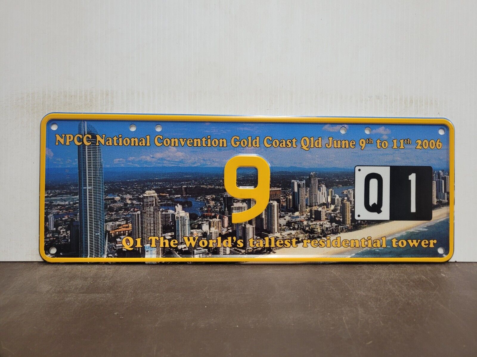 2006  Australia GOLD COAST   NPCC Souvenir SINGLE DIGIT  License Plate Tag