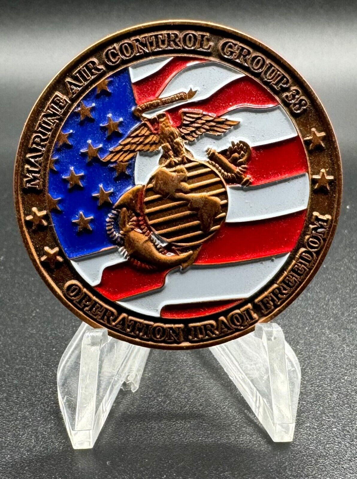 Vintage USMC Marine Air Control Group 38 Iraq OIF Military Nice Challenge Coin