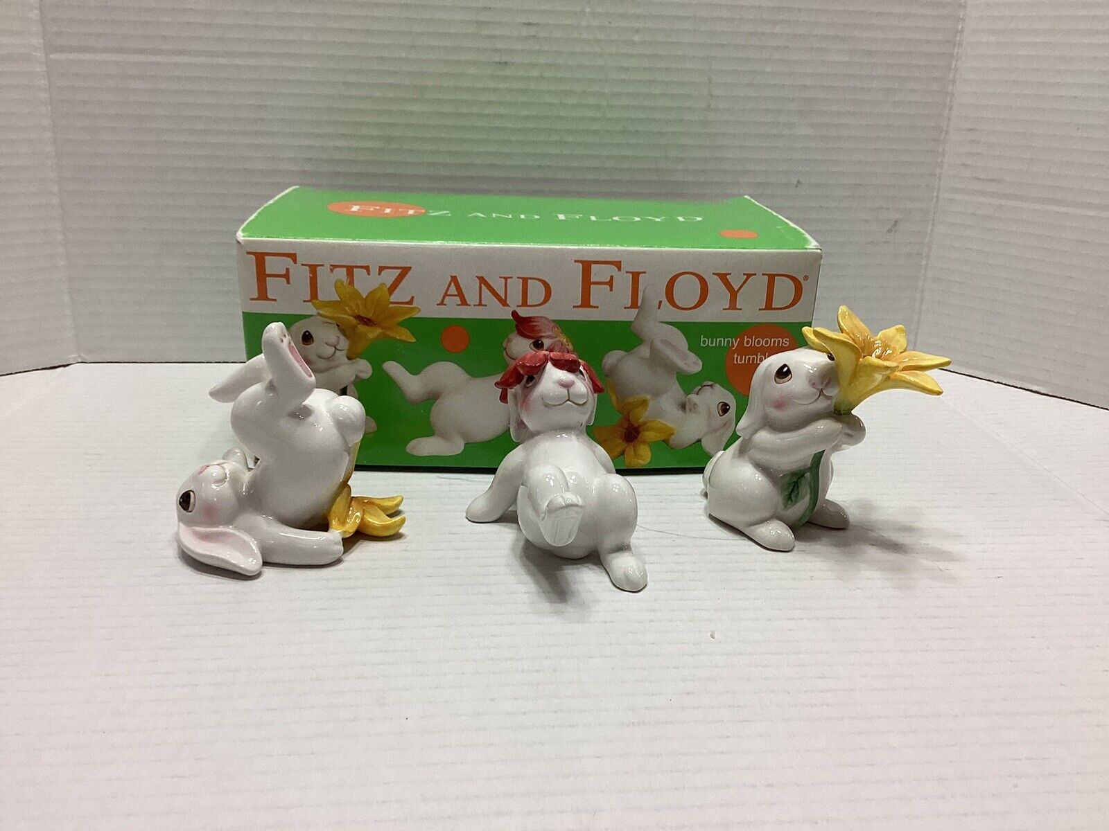 Fitz and Floyd Bunny Blooms Tumblers Easter in Box