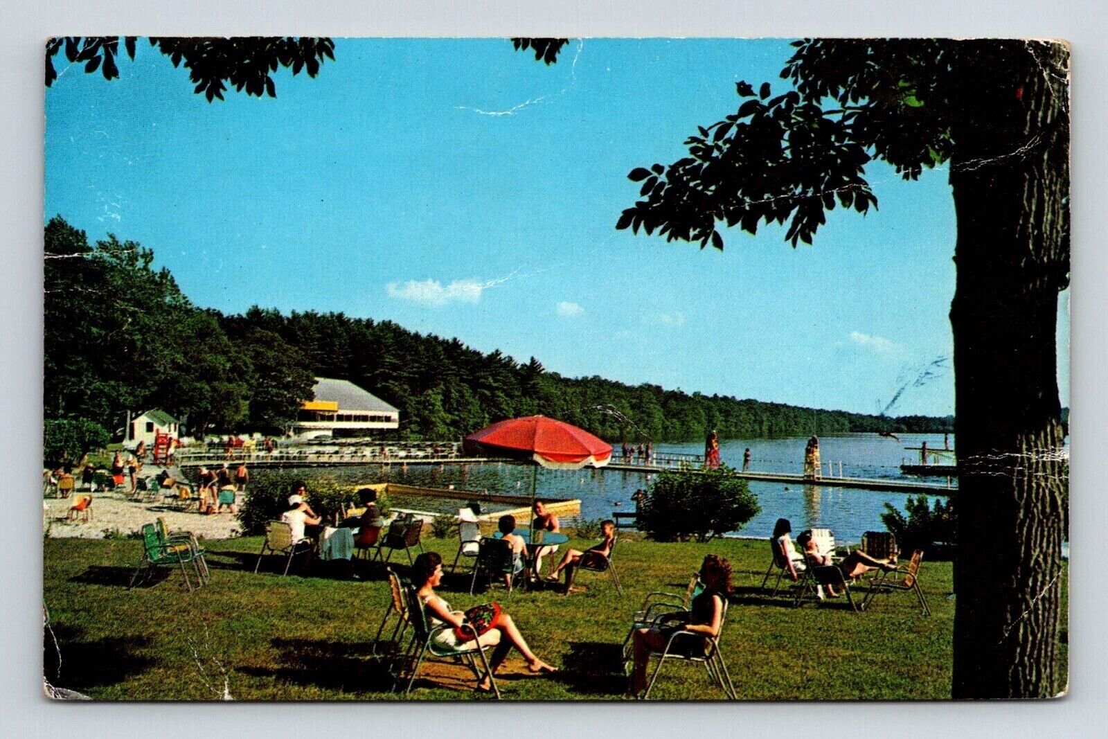Unity House Poconos Pennsylvania PA Tourist Pier Beach Sand Postcard c1964 Note