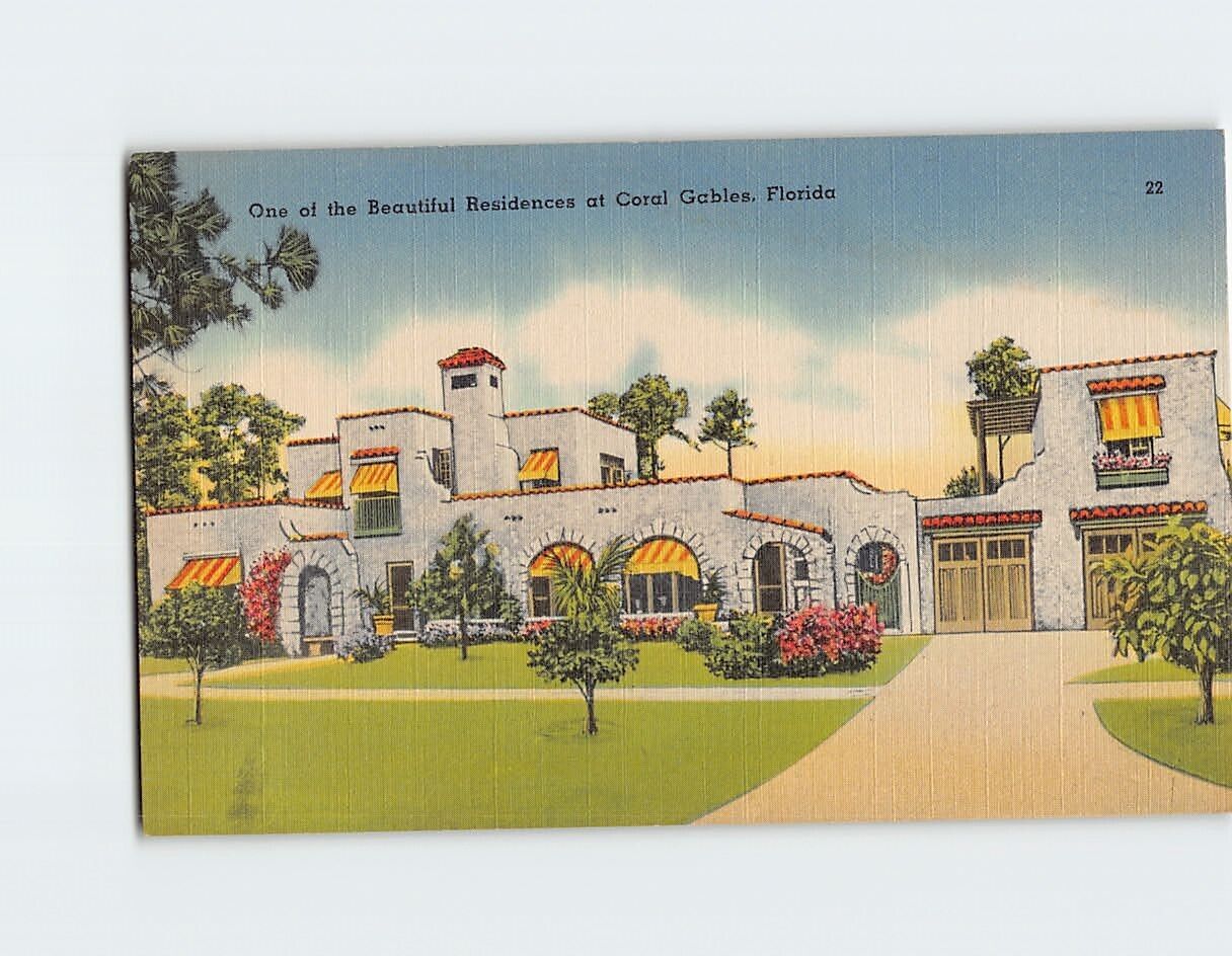 Postcard One of the Beautiful Residences at Coral Gables Florida USA