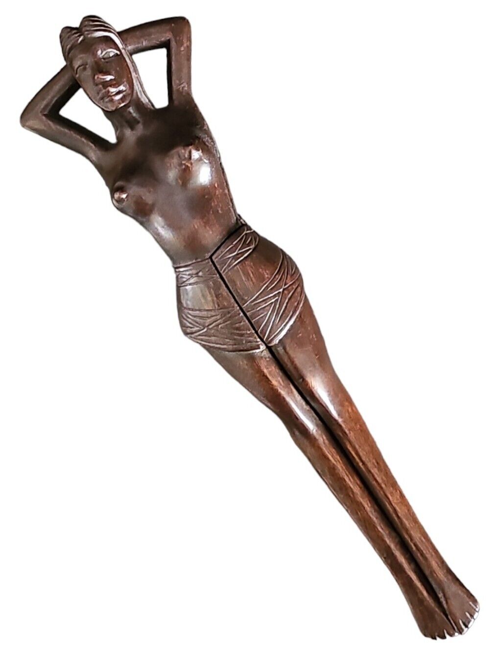 Hand Carved Wooden Lady Nutcracker 13” Alipios Philippines Vintage