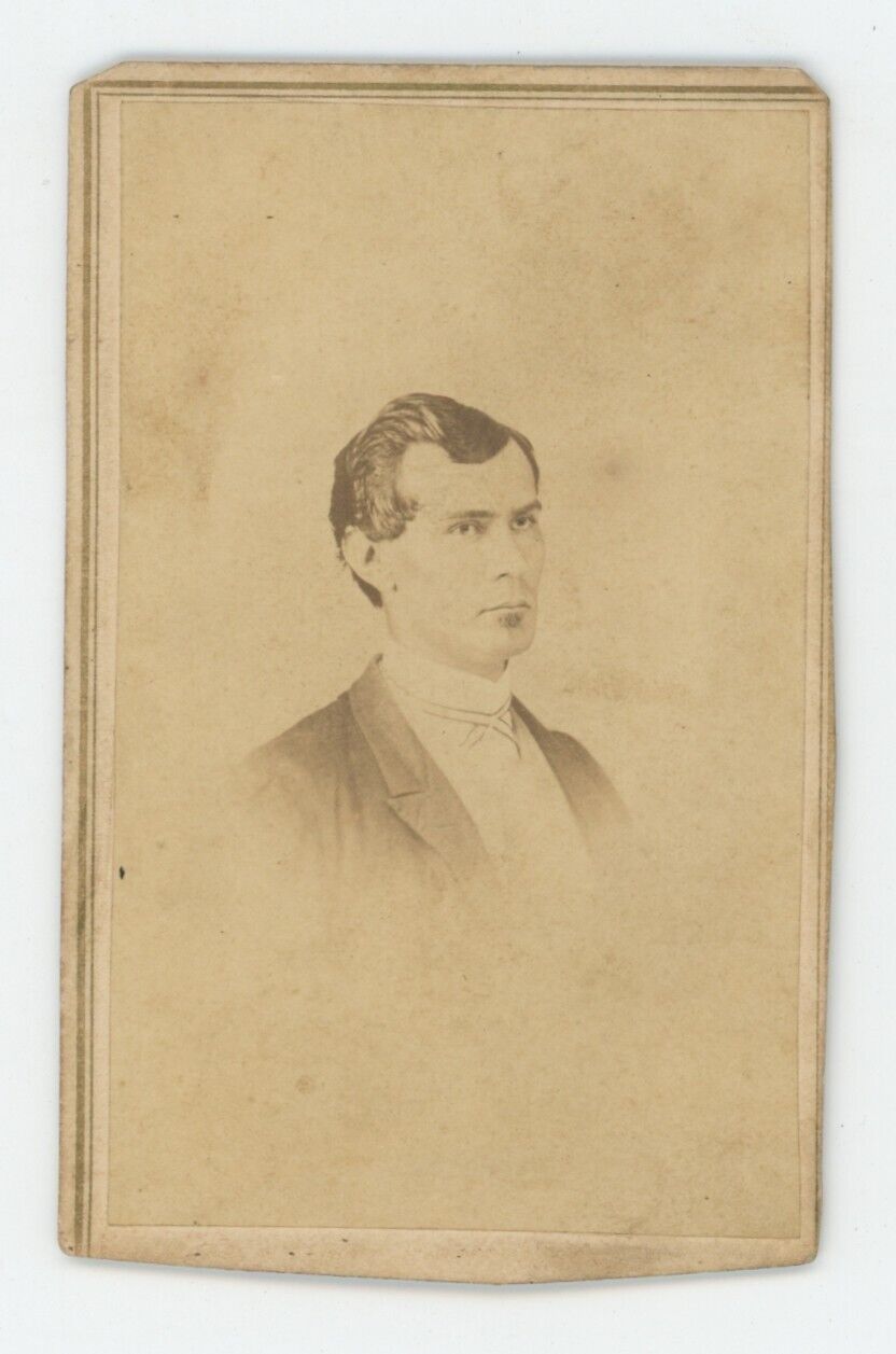 Antique CDV Circa 1860s Handsome Man With Chin Puff Beard Browning Danville, IL