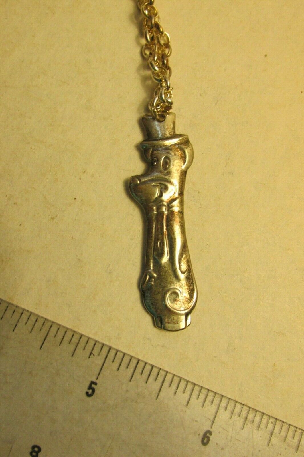 Vintage Deputy Dog Silver Spoon Necklace Sterling Silver Coated 