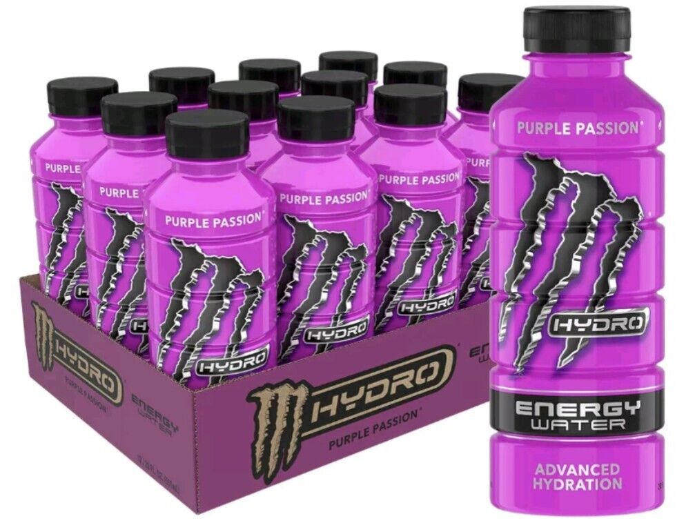 Monster Energy Hydro Energy Water, Purple Passion, 20 Fl Oz, 12 Pack 