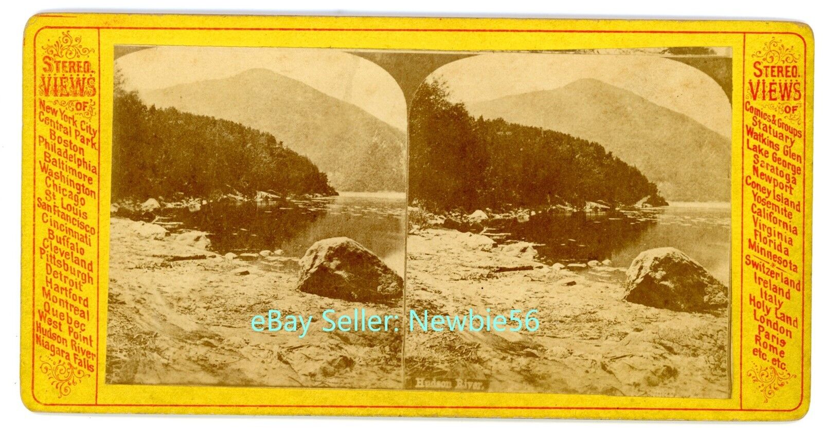 West Point NY - HUDSON RIVER SHORE TO STORM KING - c1880s Stereoview