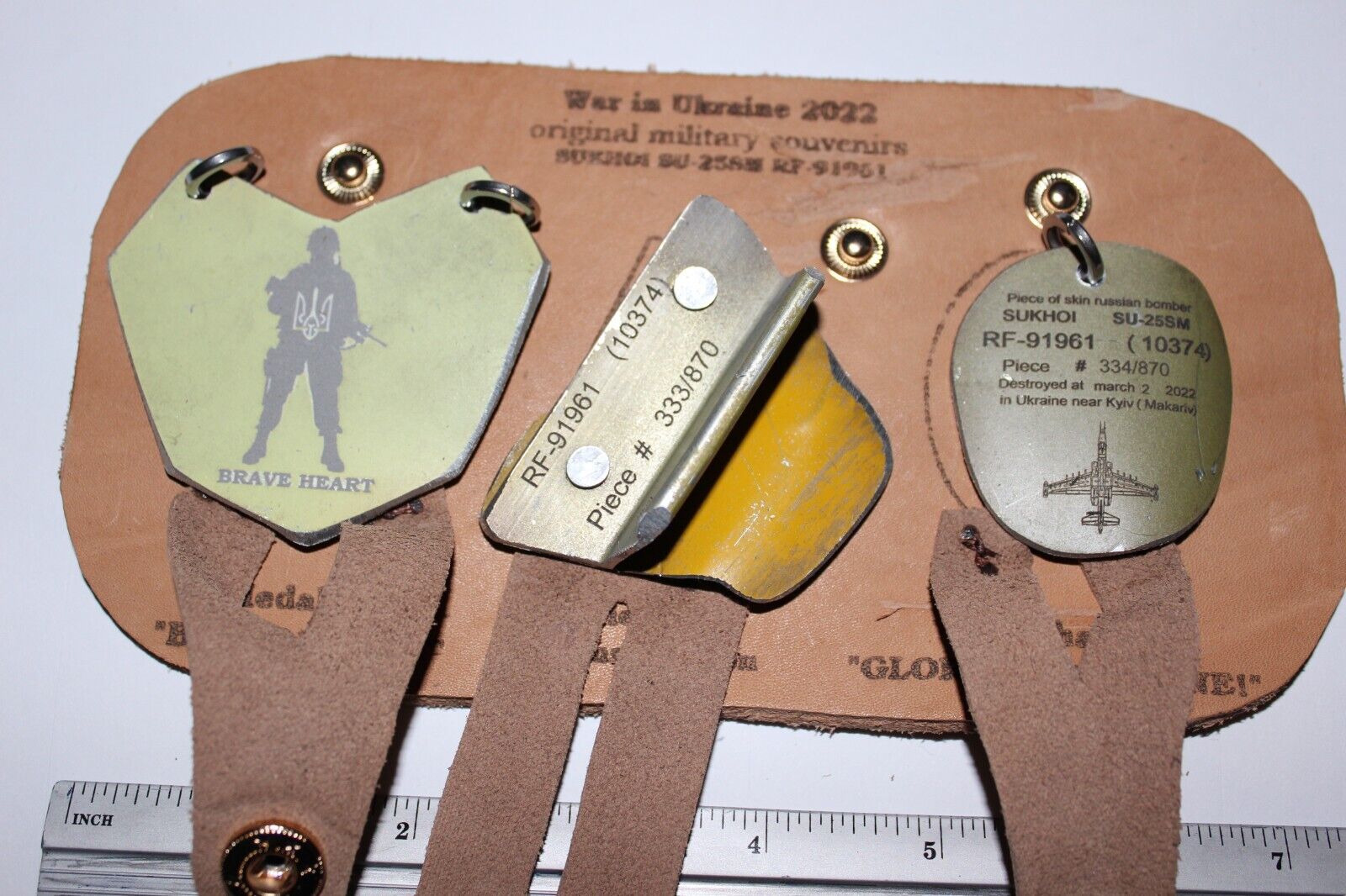 Souvenirs of 3 pieces leather holder #329/870, #333/870, #334/870 Ukraine